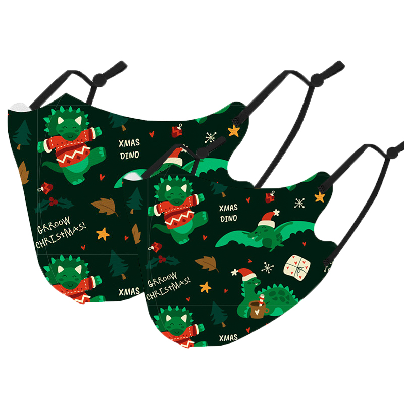 Christmas Dinosaur Print Protective Anti Dust Breathable Family Mask (Washable and Reusable)