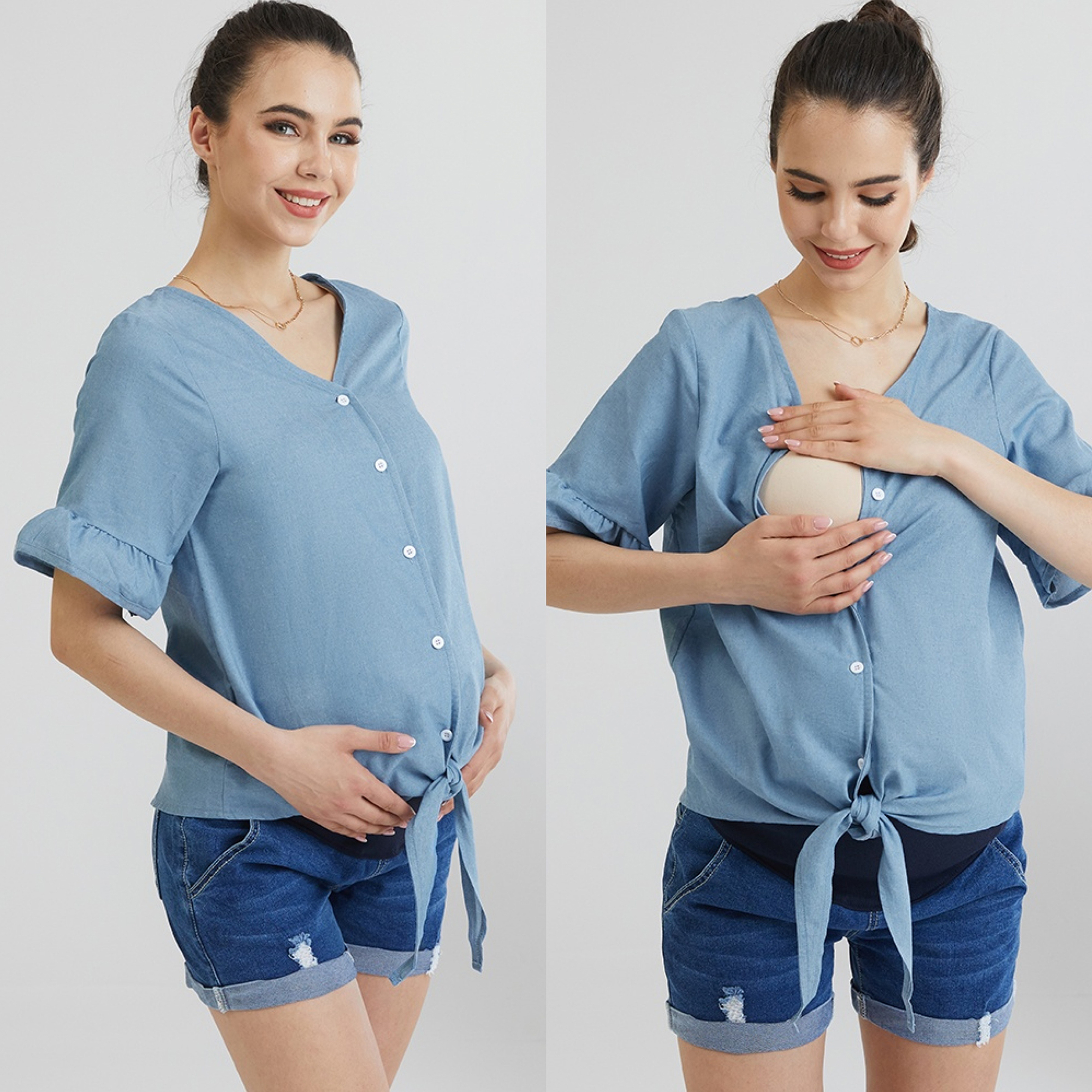 Maternity casual Print V-neck Half Sleeve T-shirt
