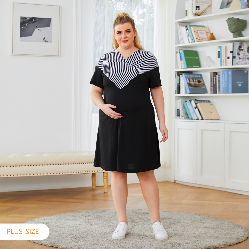 Nursing Casual V-neck H Short-sleeve Nursing Dress