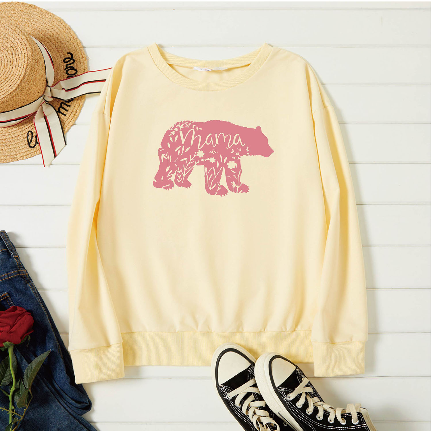 Graphic Beige Long-sleeve Pullover For Women 
Graphic Beige Long-sleeve Pullover For Women