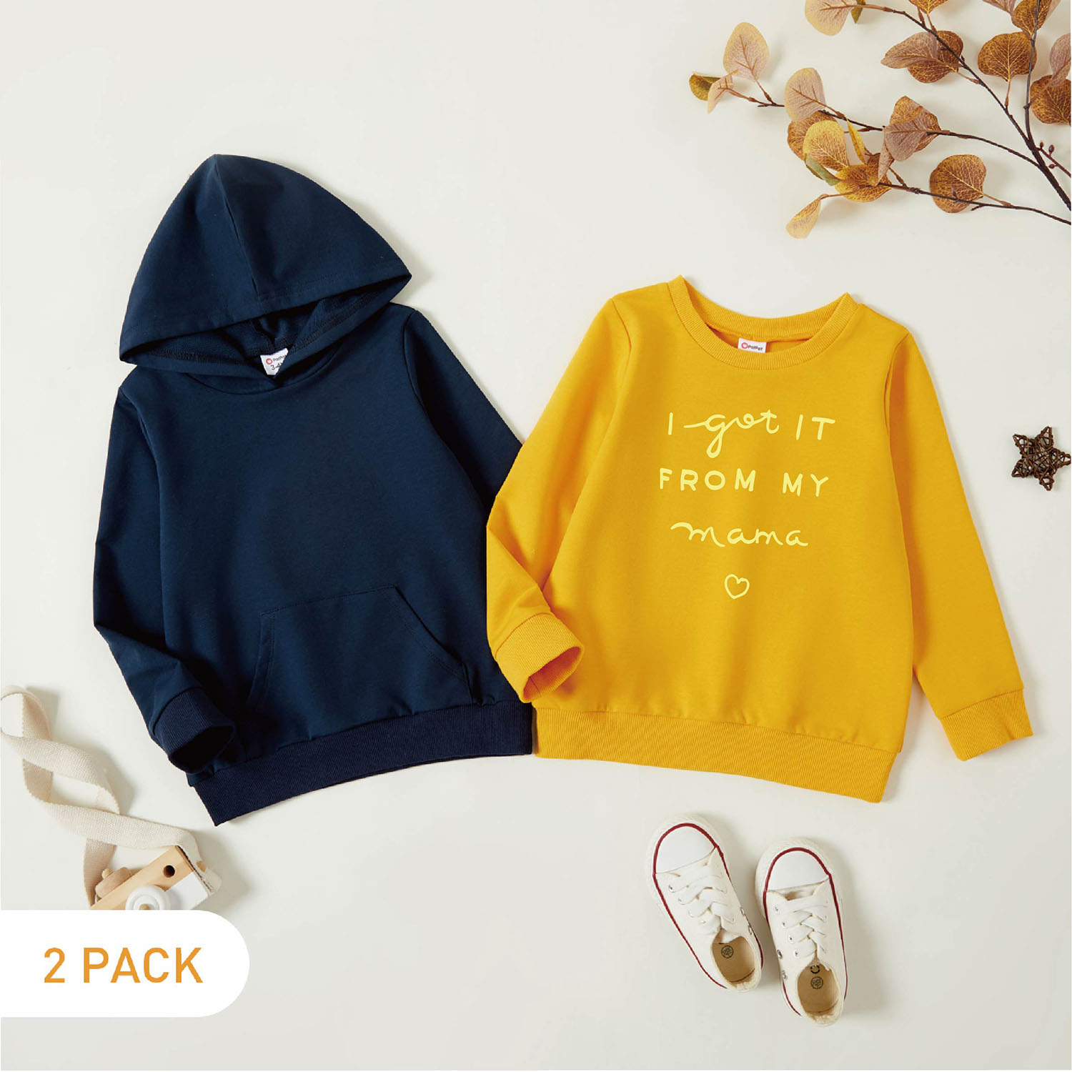 2-Pack Toddler Graphic Letter and Heart Print Long-sleeve Pullover & Hooded Pullover Set
2-Pack Toddler Graphic Letter and Heart Print Long-sleeve Pullover & Hooded Pullover Set