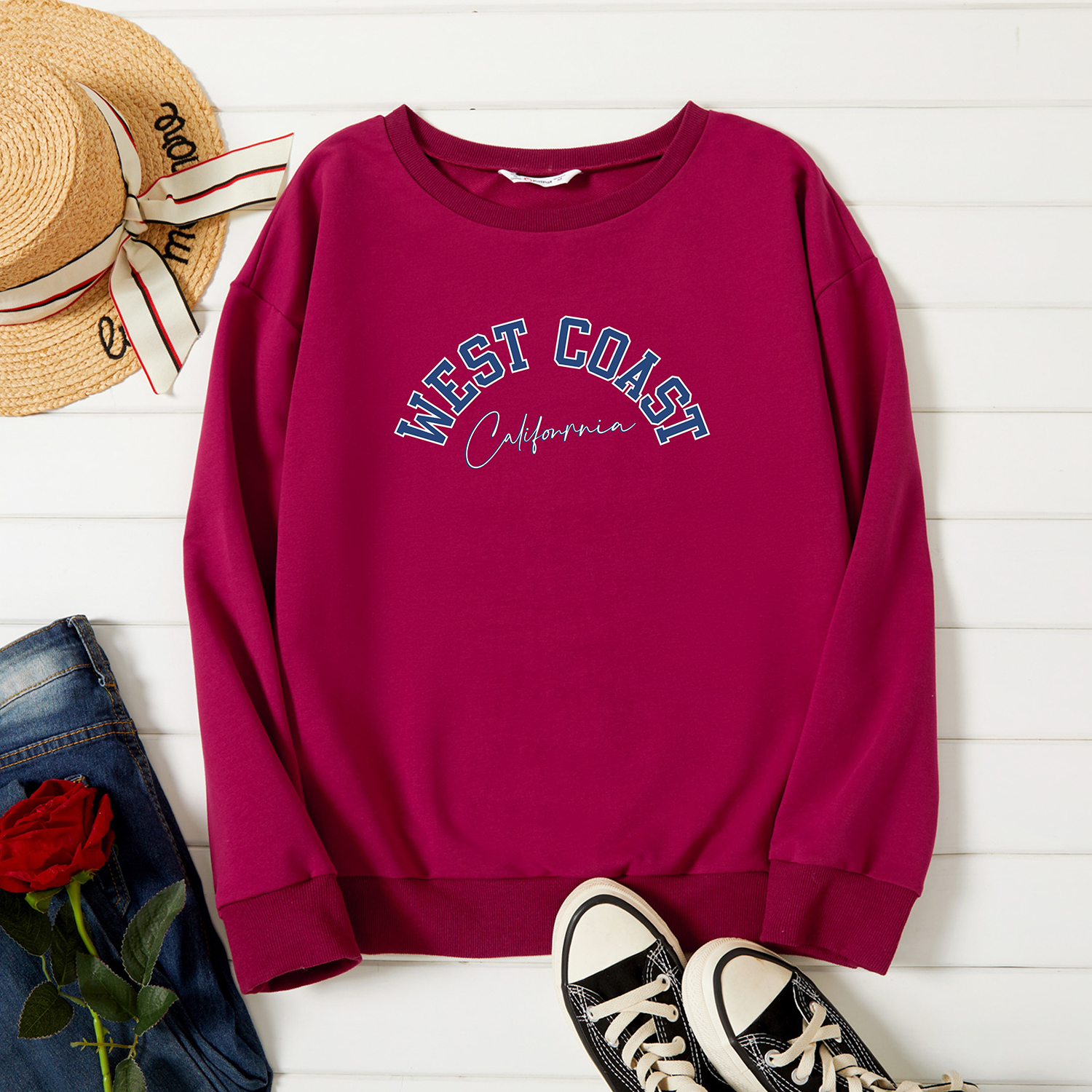 Graphic Burgundy Long-sleeve Pullover For Women 
Graphic Burgundy Long-sleeve Pullover For Women