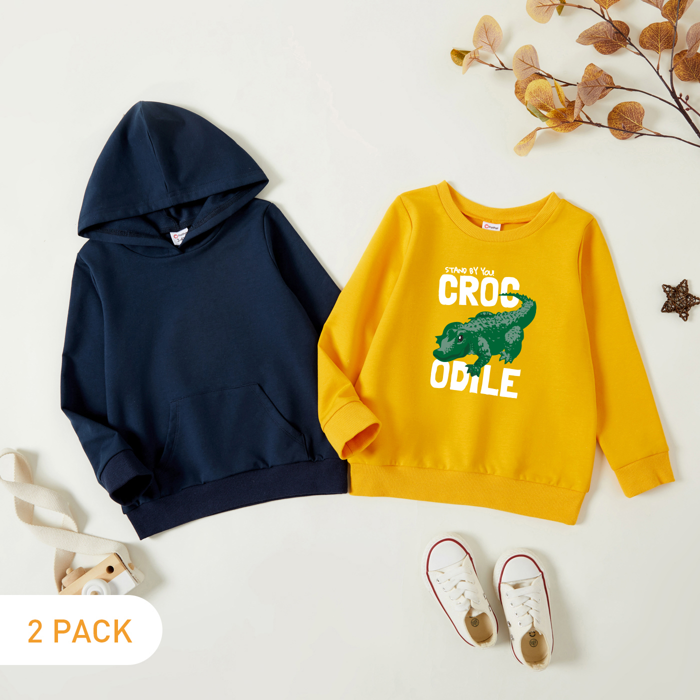 2-Pack Toddler Boy Graphic Crocodile and Letter Print Long-sleeve Pullover & Hooded Pullover Set
2-Pack Toddler Boy Graphic Crocodile and Letter Print Long-sleeve Pullover & Hooded Pullover Set