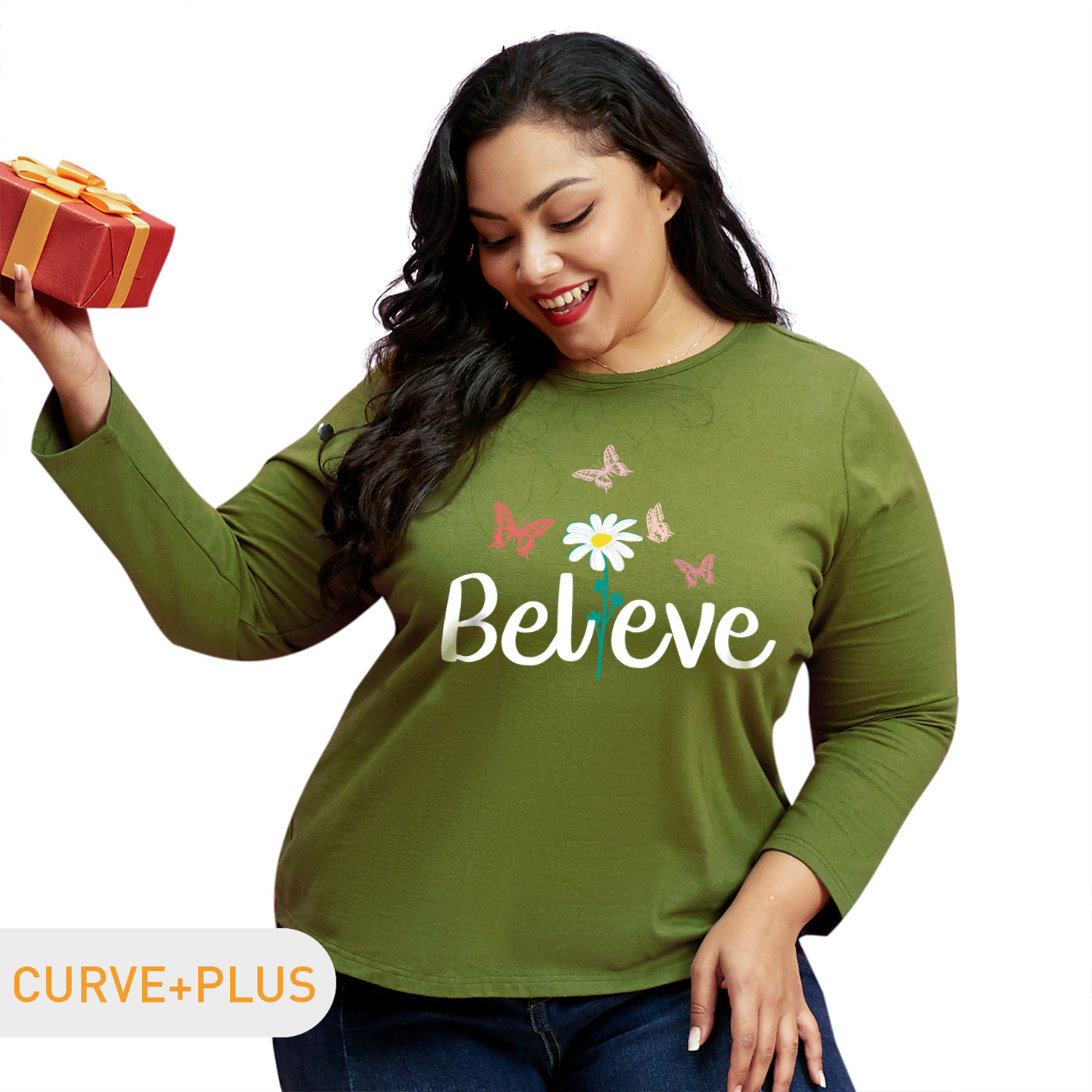 Women Plus Size Graphic Daisy and Butterfly and Letter Print Round-collar Long-sleeve Tee
Women Plus Size Graphic Daisy and Butterfly and Letter Print Round-collar Long-sleeve Tee