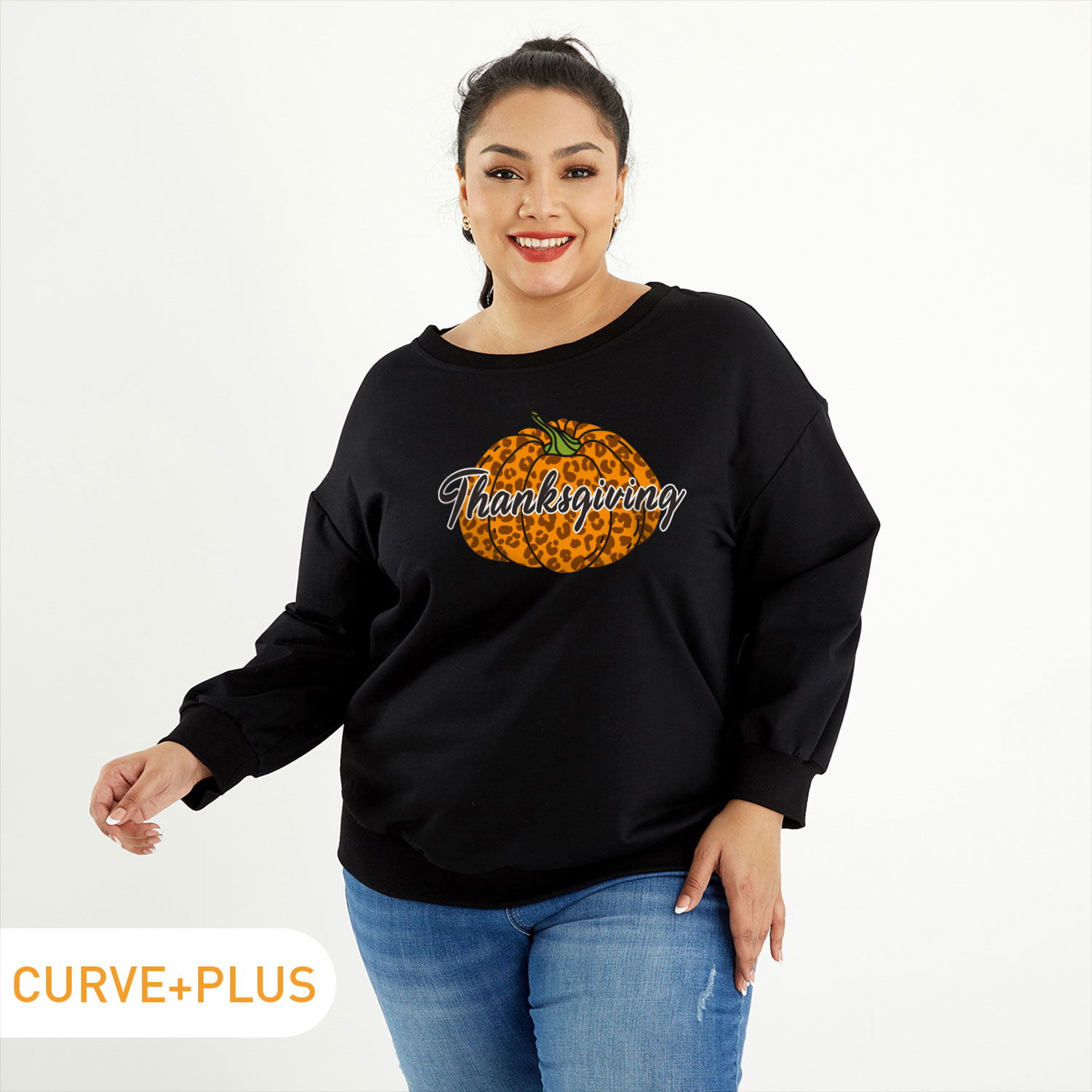 Thanksgiving Women Plus Size Graphic Letter and Pumpkin Print Round-collar Long-sleeve Pullover
Thanksgiving Women Plus Size Graphic Letter and Pumpkin Print Round-collar Long-sleeve Pullover