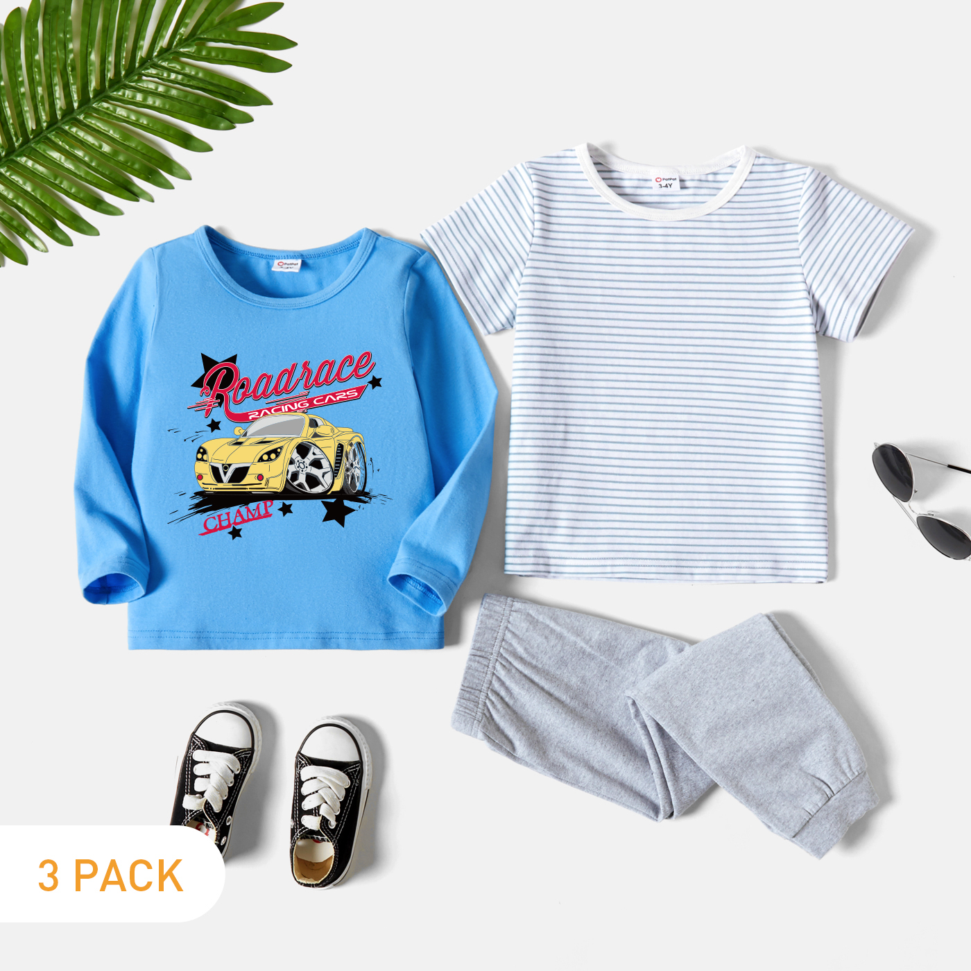 3-Pack Toddler Boy Car & Letter Print Tee & Pants Set
3-Pack Toddler Boy Car & Letter Print Tee & Pants Set