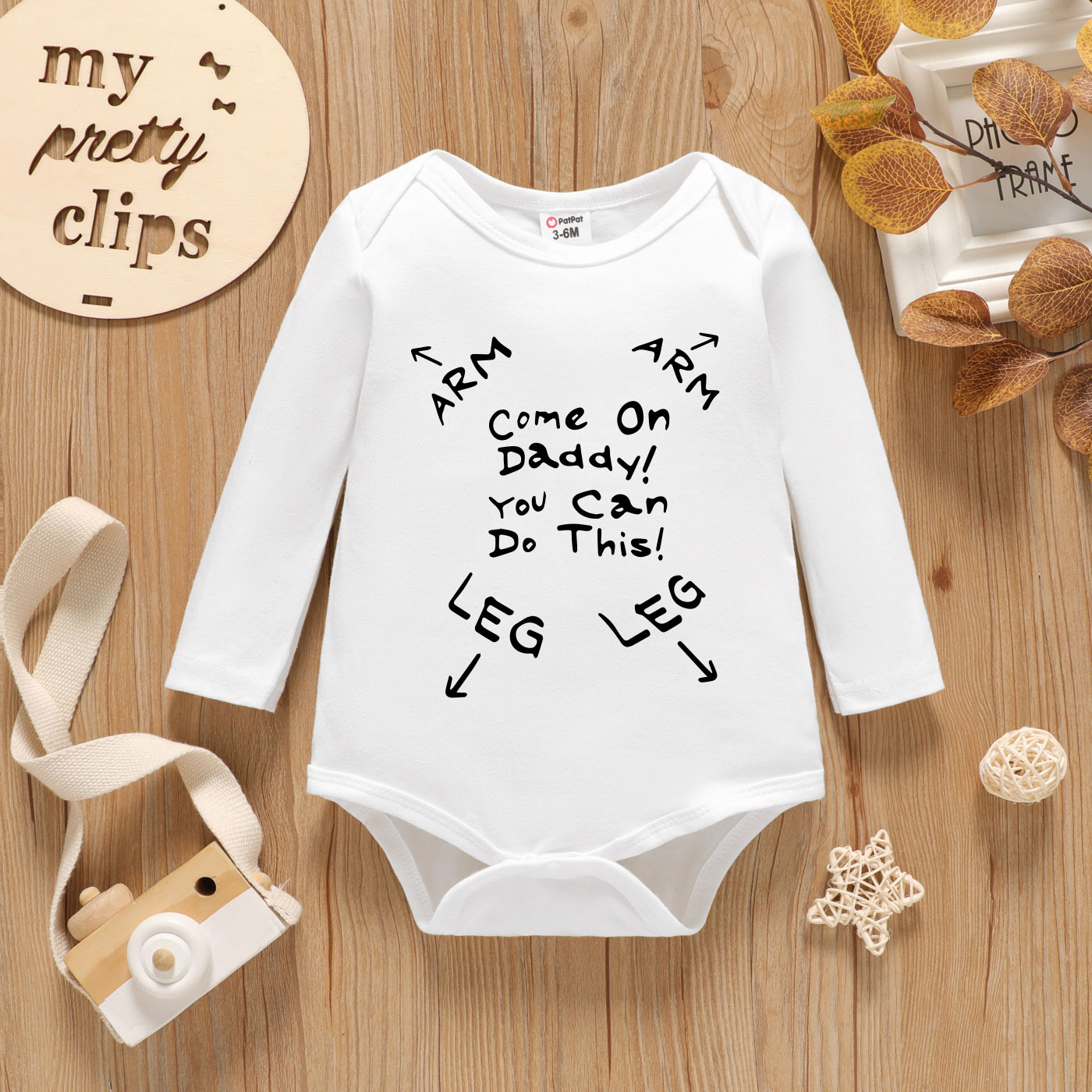 Baby Graphic Letter Print Long-sleeve Romper