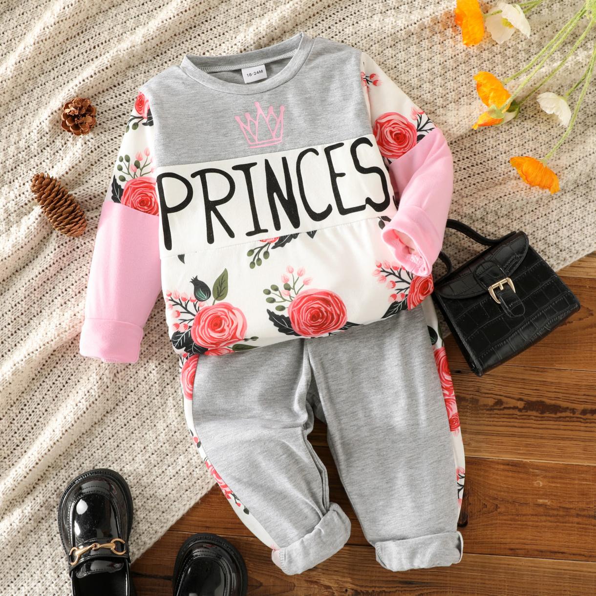 2-piece Toddler Girl Letter Floral Print Colorblock Pullover Sweatshirt and Pants Set
2-piece Toddler Girl Letter Floral Print Colorblock Pullover Sweatshirt and Pants Set
