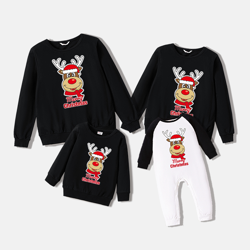 Christmas Cartoon Reindeer and Letter Print 100% Cotton Black Family Matching Long-sleeve Sweatshirts
Christmas Cartoon Reindeer and Letter Print 100% Cotton Black Family Matching Long-sleeve Sweatshirts
