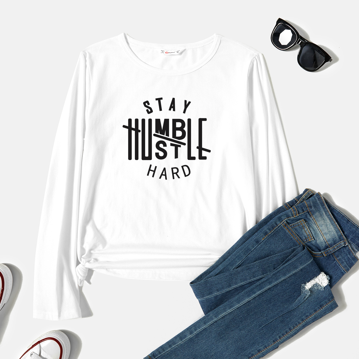 Woman Graphic Letter Print Long-sleeve Round-collar Tee
Woman Graphic Letter Print Long-sleeve Round-collar Tee