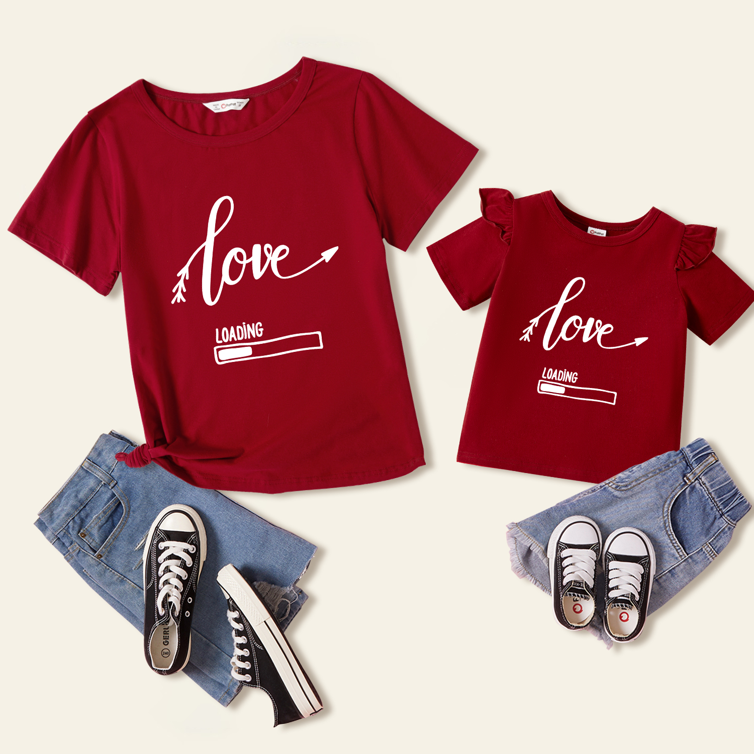 Valentine's Day Progress Bar and Letter Print Short-sleeve Cotton T-shirts for Mom and Me
Valentine's Day Progress Bar and Letter Print Short-sleeve Cotton T-shirts for Mom and Me