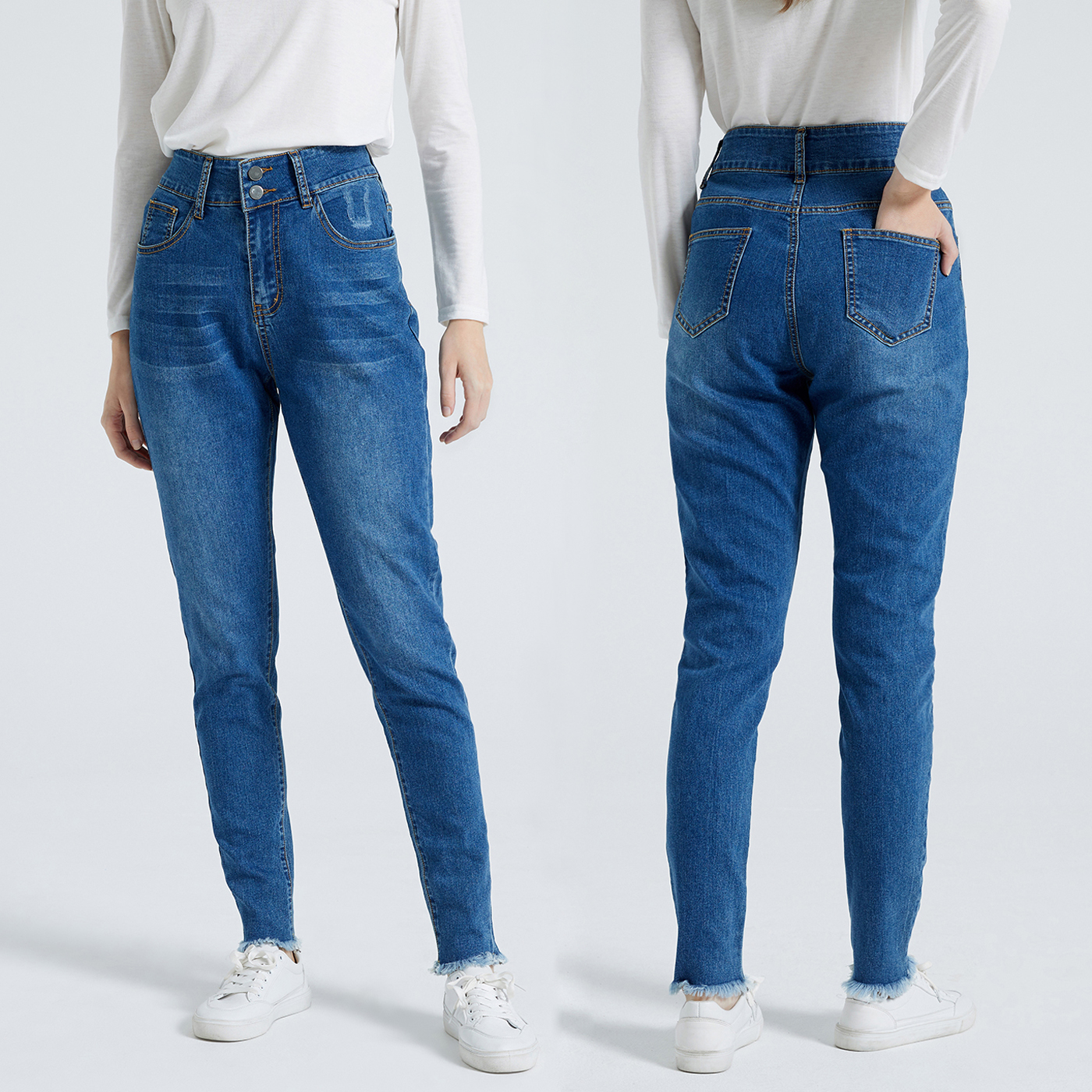 High Waist Button Fly Skinny Jeans