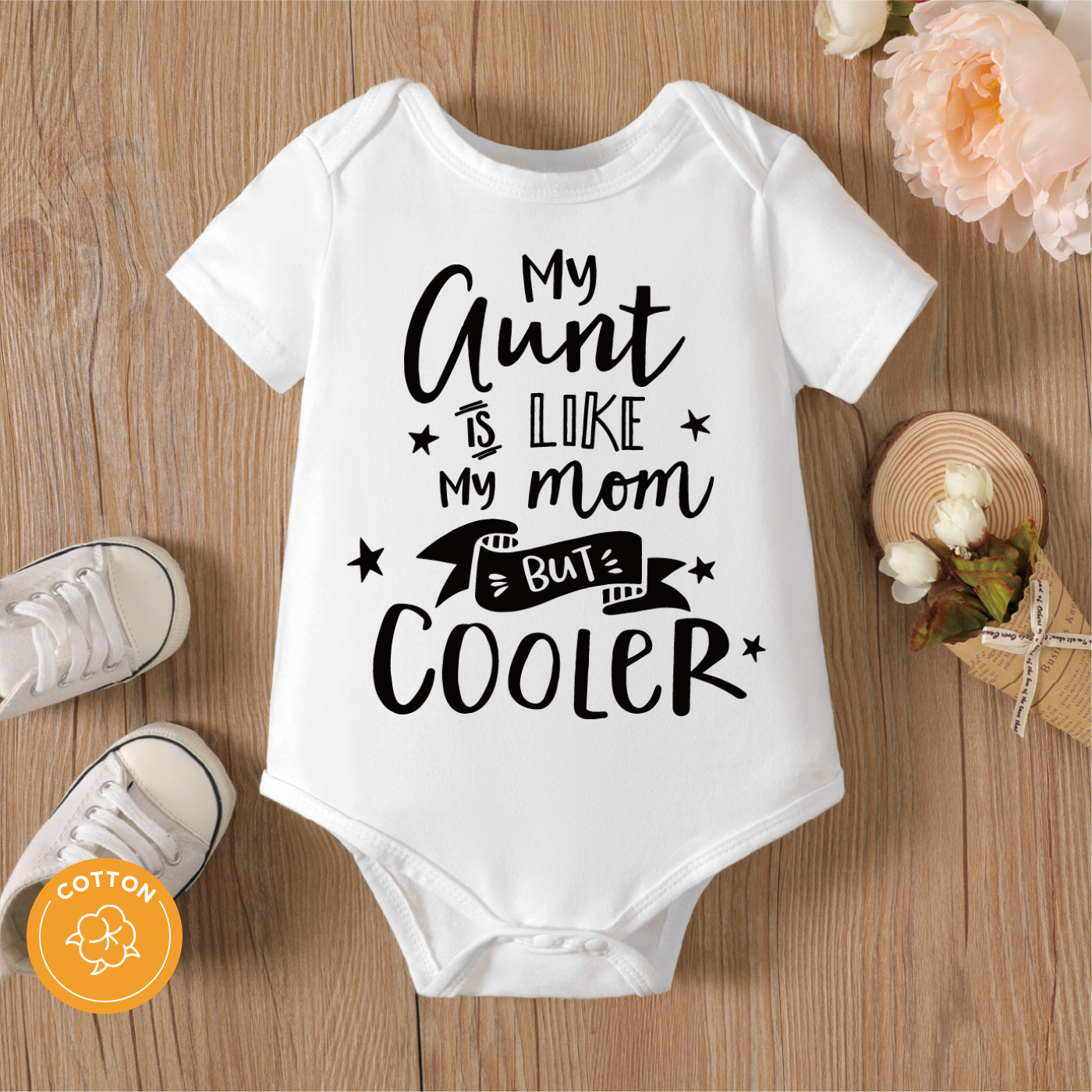 Baby Boy/Girl Letter Print White Short-sleeve Romper