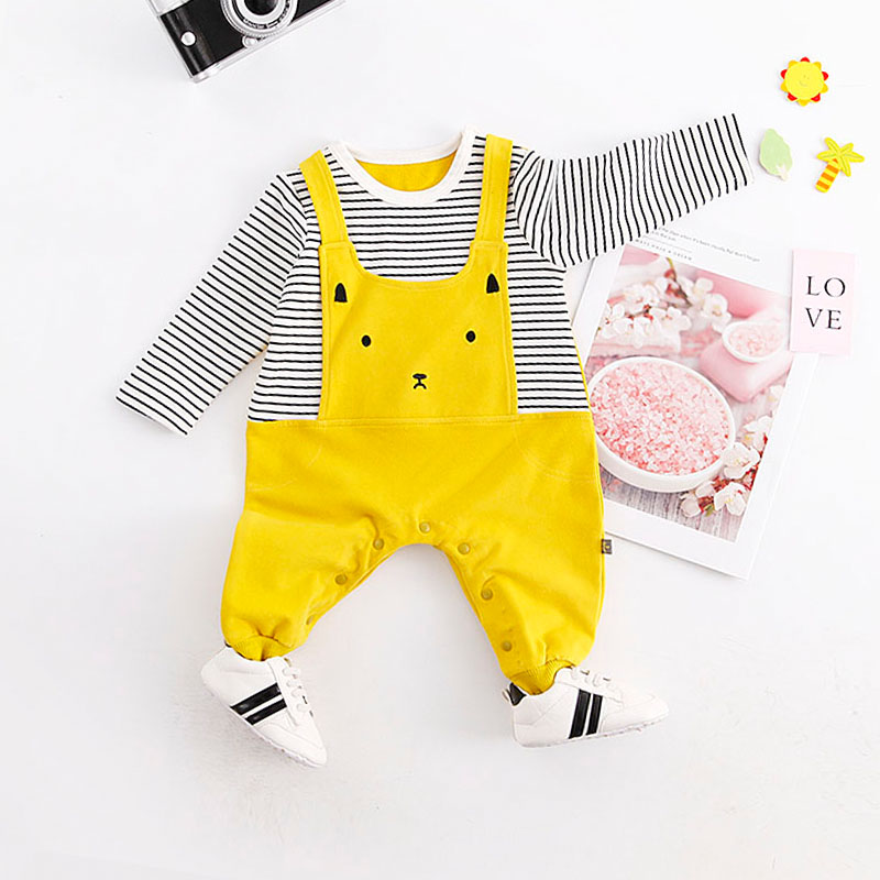 Adorable Cat Printed Faux2 Long Sleeves Jumpsuit for Baby Platonic Media