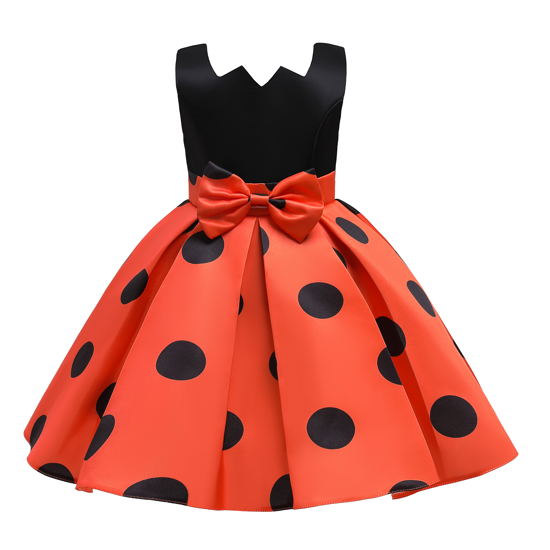 Toddler Girl Polka dots Bowknot Sleeveless Party Dress