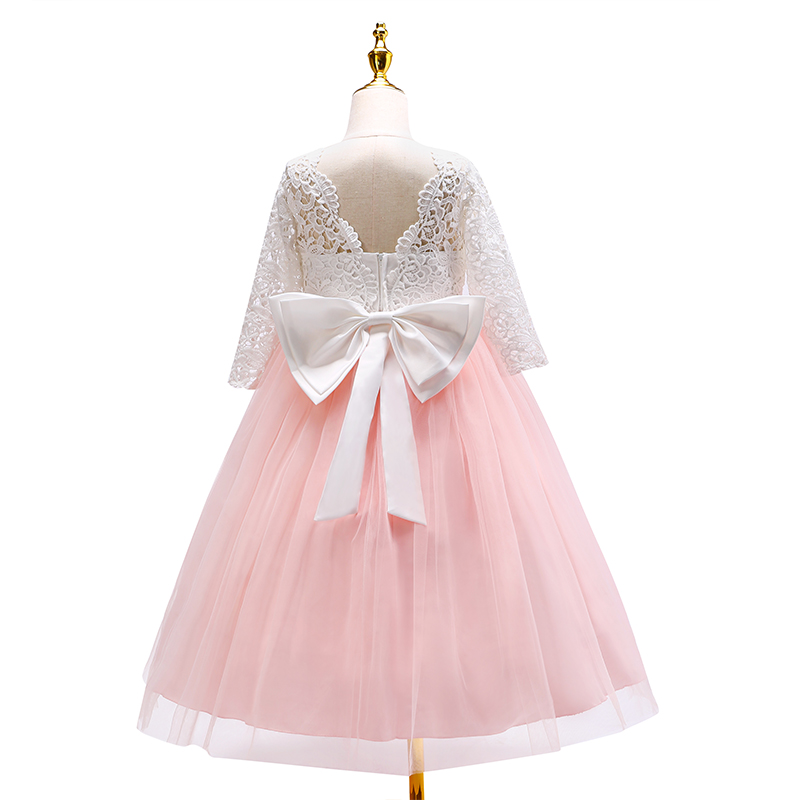 Trendy Lace Hollow Out Mesh Longsleeves Party Dress