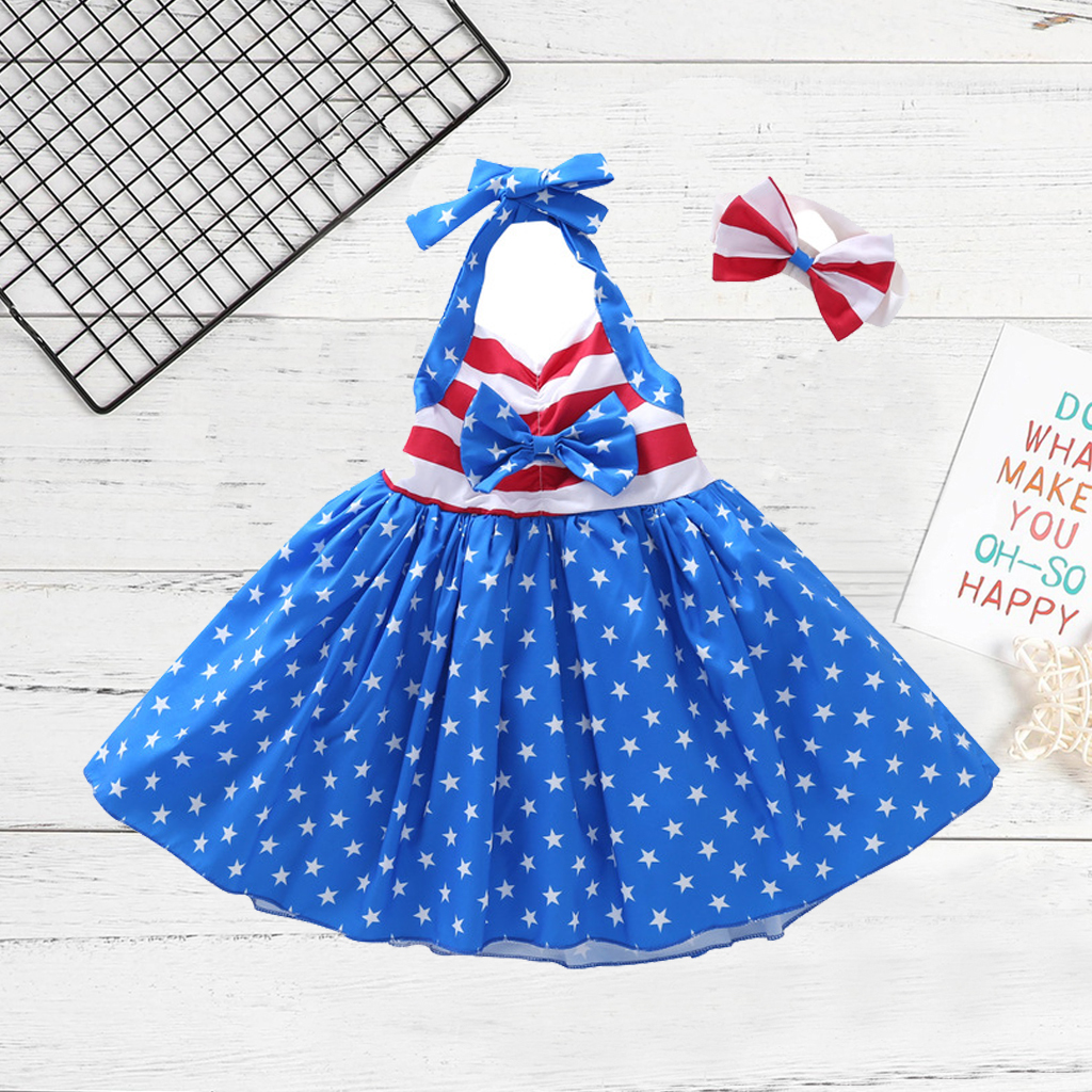Independence Day Baby/ Toddler Girl's Star Print Color Contrast Dress and Bow Headband
Independence Day Baby/ Toddler Girl's Star Print Color Contrast Dress and Bow Headband