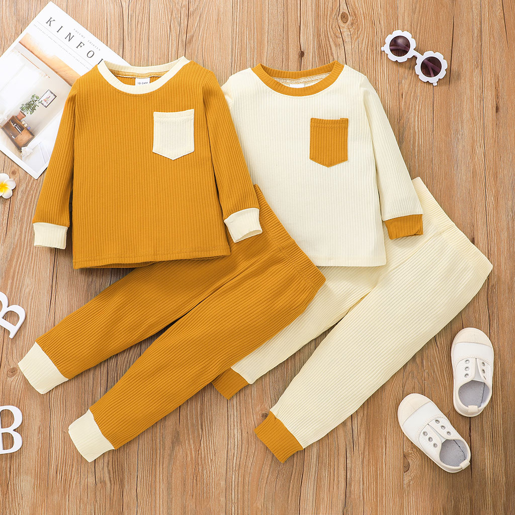 2-piece Toddler Girl/Boy Colorblock Ribbed Knit Long-sleeve Top with Pocket and Elasticized Pants Set
2-piece Toddler Girl/Boy Colorblock Ribbed Knit Long-sleeve Top with Pocket and Elasticized Pants Set