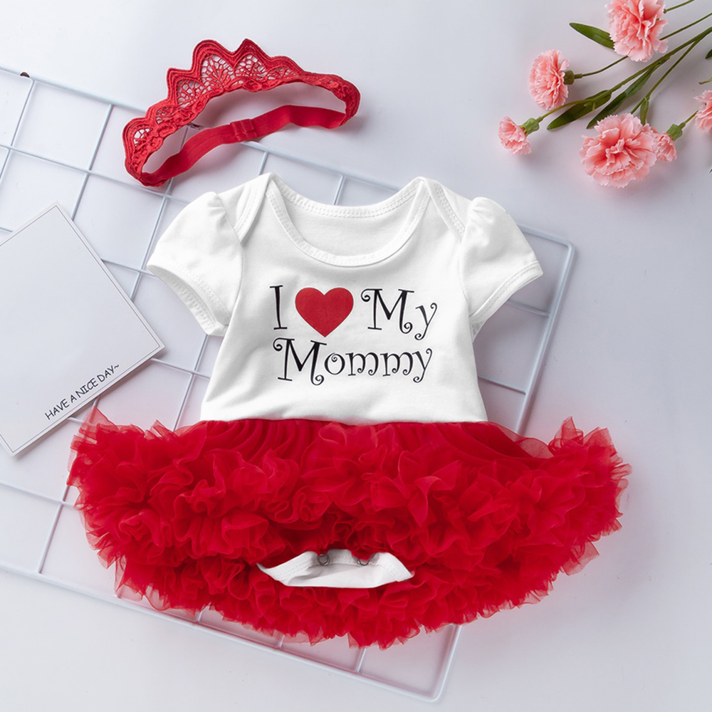 Mother's Day Baby Girl's Letter Print Tulle Short-sleeve Party Dress and Lace Headband
Mother's Day Baby Girl's Letter Print Tulle Short-sleeve Party Dress and Lace Headband