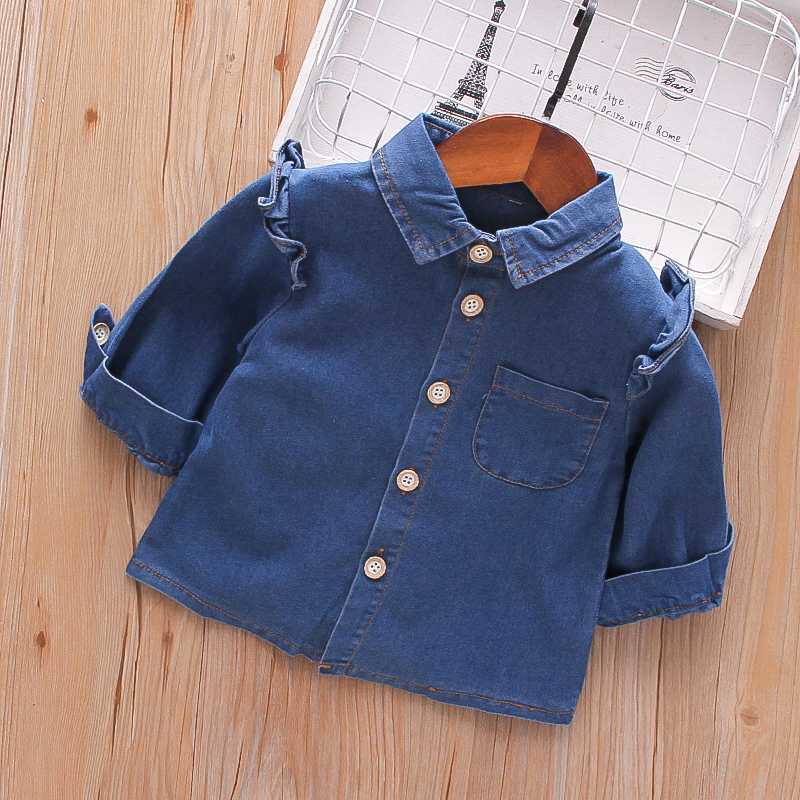 Baby / Toddler Girl Denim Ruffled Long-sleeve Jacket