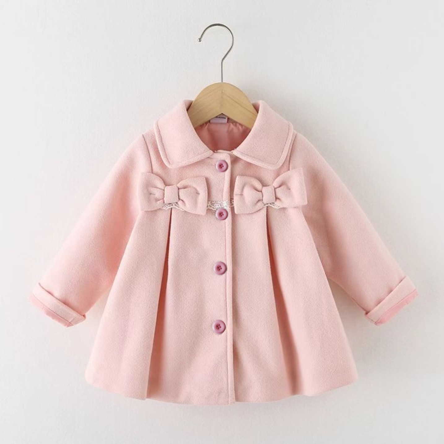 Toddler Girl Bowknot Button Design Lapel Collar Pink Blend Coat
Toddler Girl Bowknot Button Design Lapel Collar Pink Blend Coat