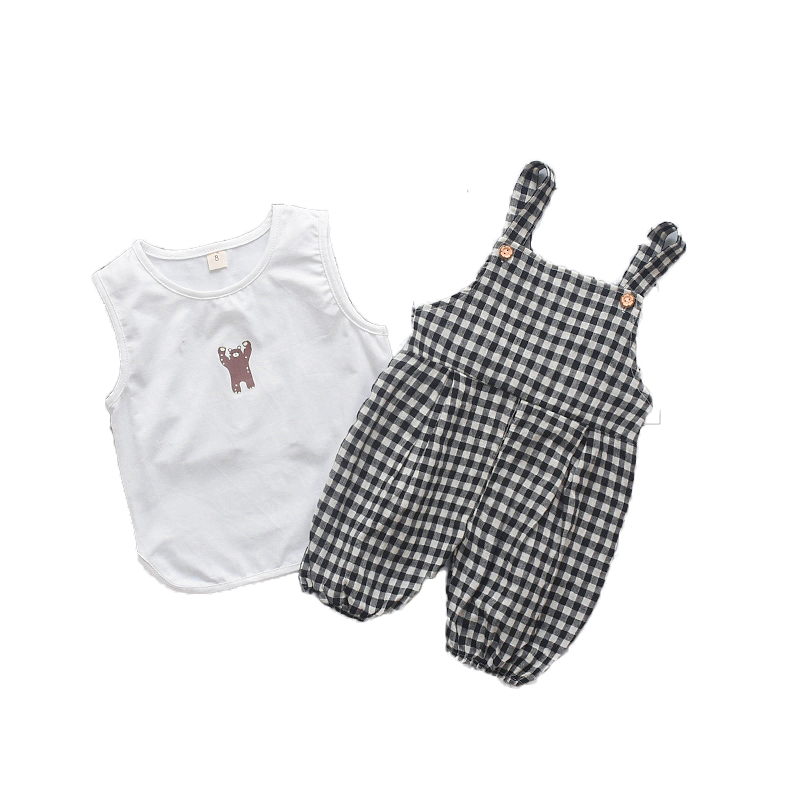 Baby / Toddler Lovely Bear Sleeveless Tank and Plaid Overalls Set
Baby / Toddler Lovely Bear Sleeveless Tank and Plaid Overalls Set