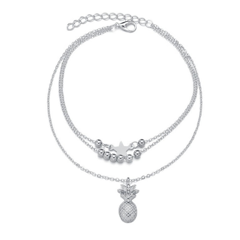 PatPat Sterne Mode Ananas Fußkettchen Perlen Fußkettchen Frauen Beinkette böhmische Welle Fuß Schmuck Geschenk-Armband