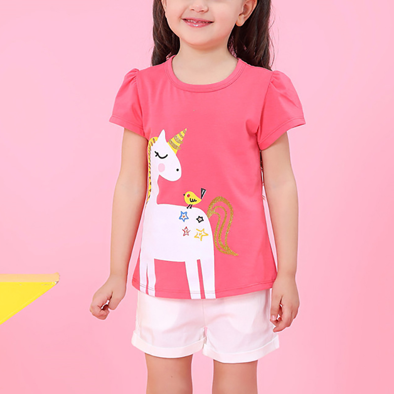 Unicorn Short-sleeve Top And Simple Solid Shorts Set 
Unicorn Short-sleeve Top And Simple Solid Shorts Set