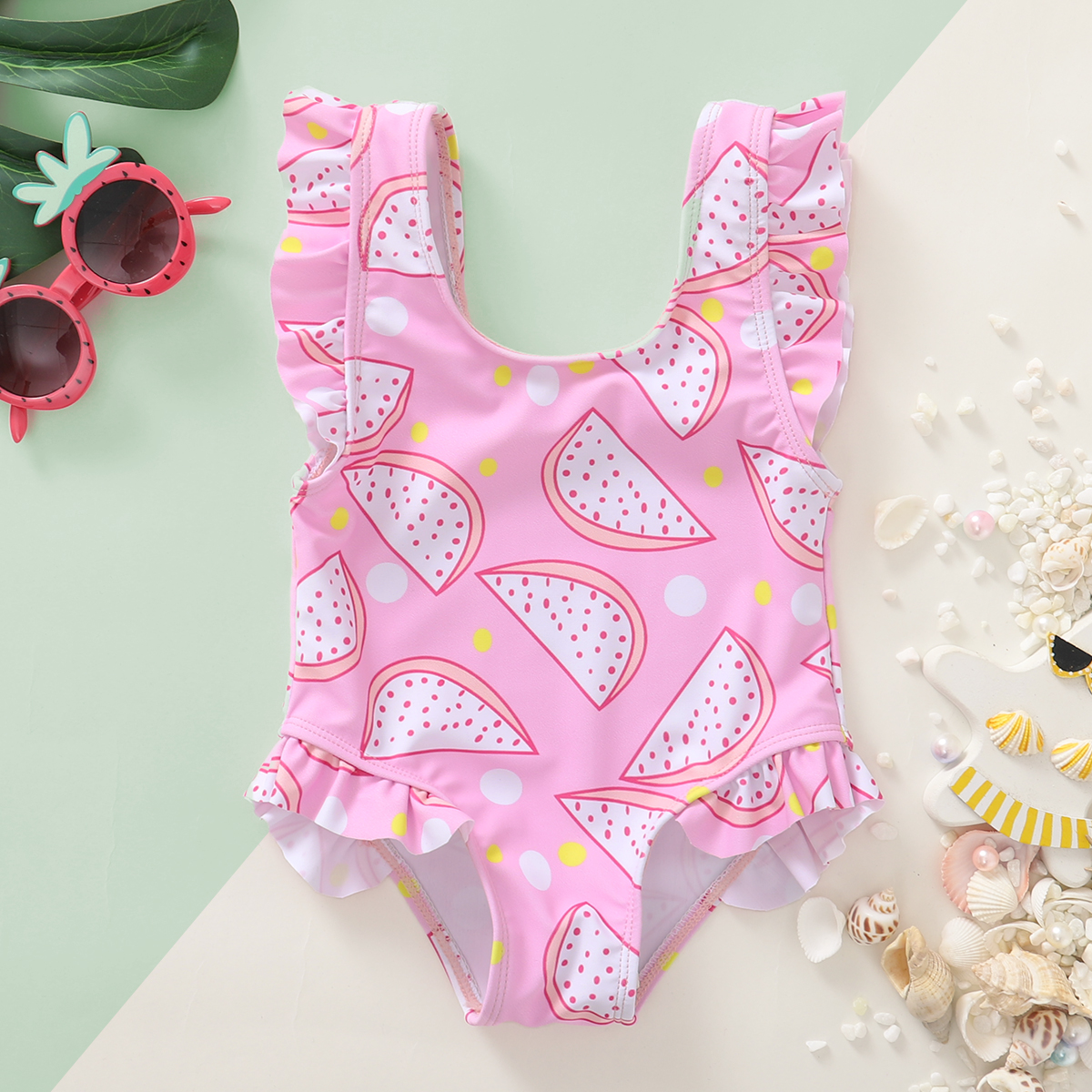 1pc Baby girl Watermelon Pink Swimwear