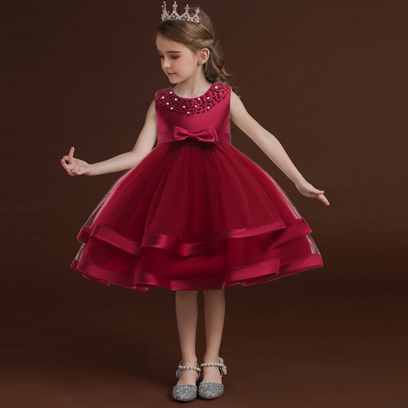 Kid Girl Beaded Pearl Design Bowknot Sleeveless Layered Princess Party Mesh Dress 
Kid Girl Beaded Pearl Design Bowknot Sleeveless Layered Princess Party Mesh Dress