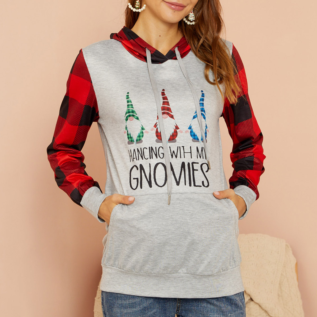 Maternity Hooded Positioning print Grey Hoodie