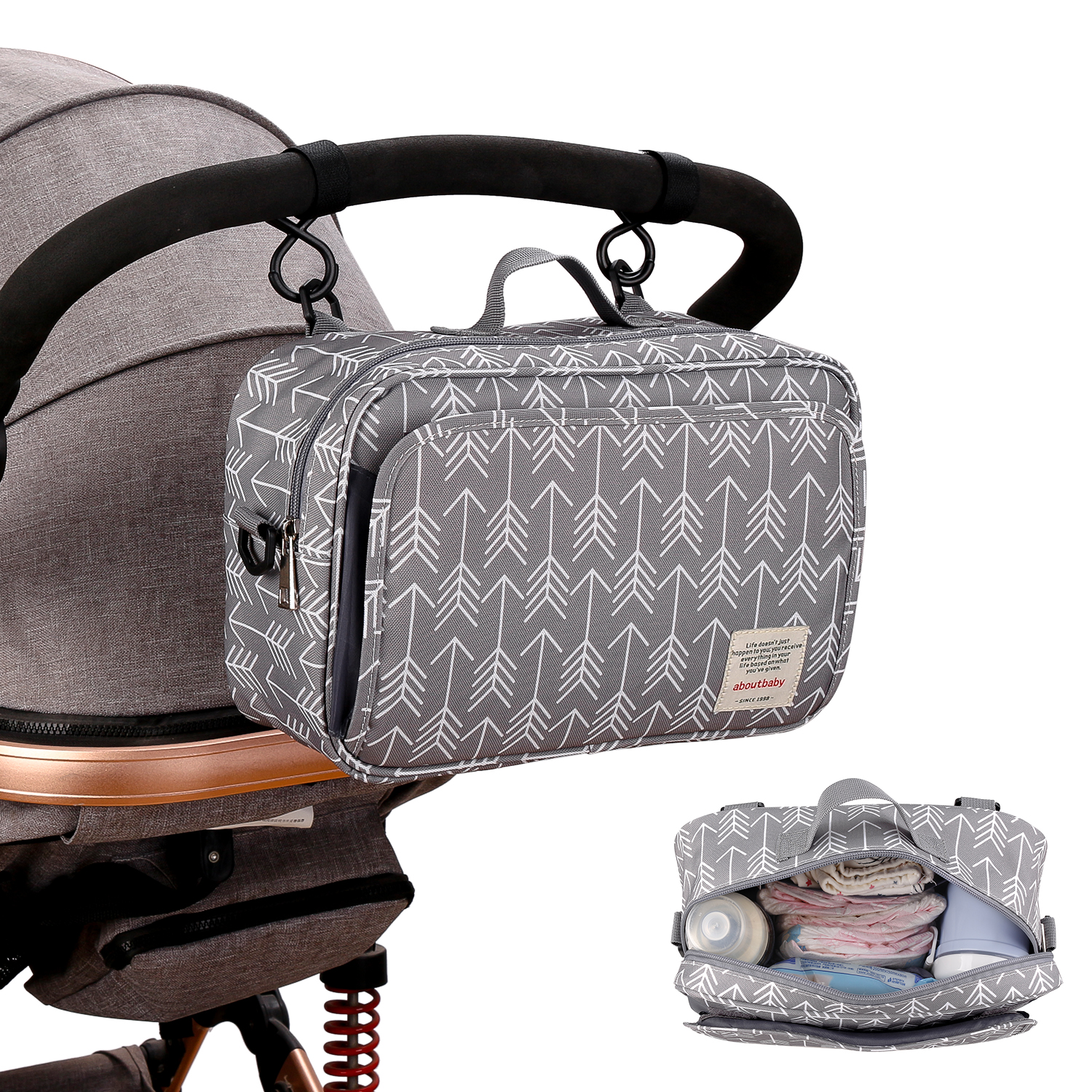 PatPat Sportkinderwagen Tasche mit großer Kapazität Wickeltaschen im Freien hängenden Beutel Wagen Mama