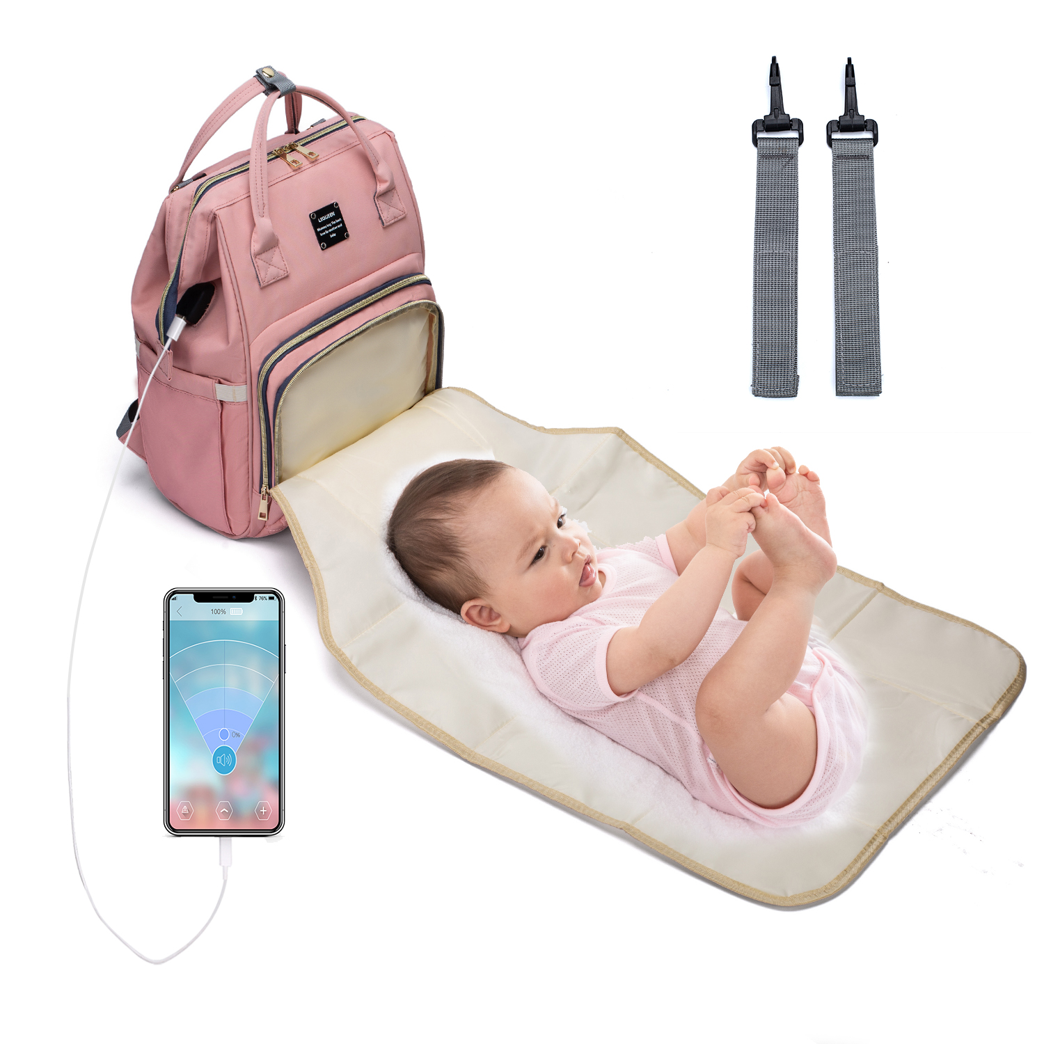 PatPat multicolorful Windeltasche Rucksack mit großer Kapazität, langlebiger Mutterschaft Reiserucksack für mit Wickelauflagen Babypflege