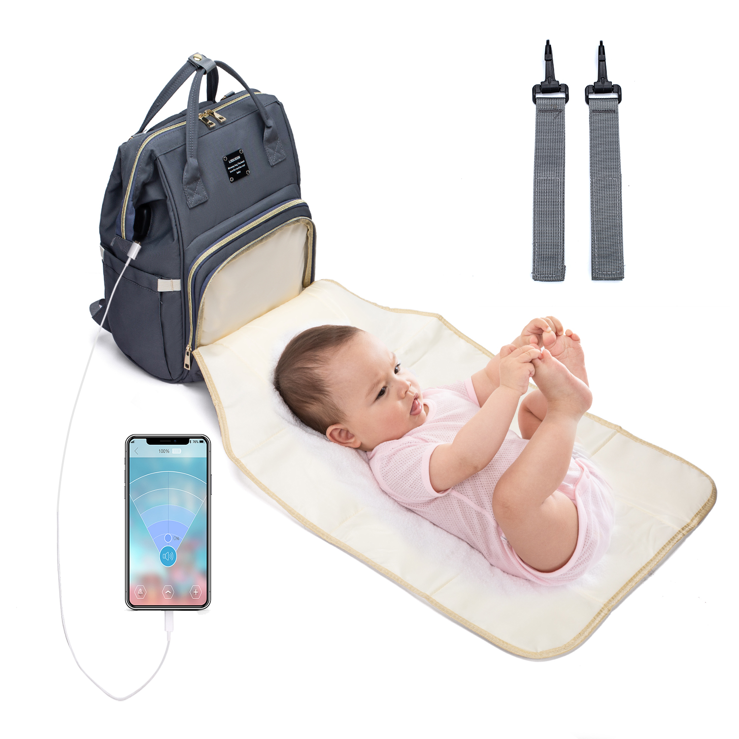 PatPat multicolorful Windeltasche Rucksack mit großer Kapazität, langlebiger Mutterschaft Reiserucksack für mit Wickelauflagen Babypflege