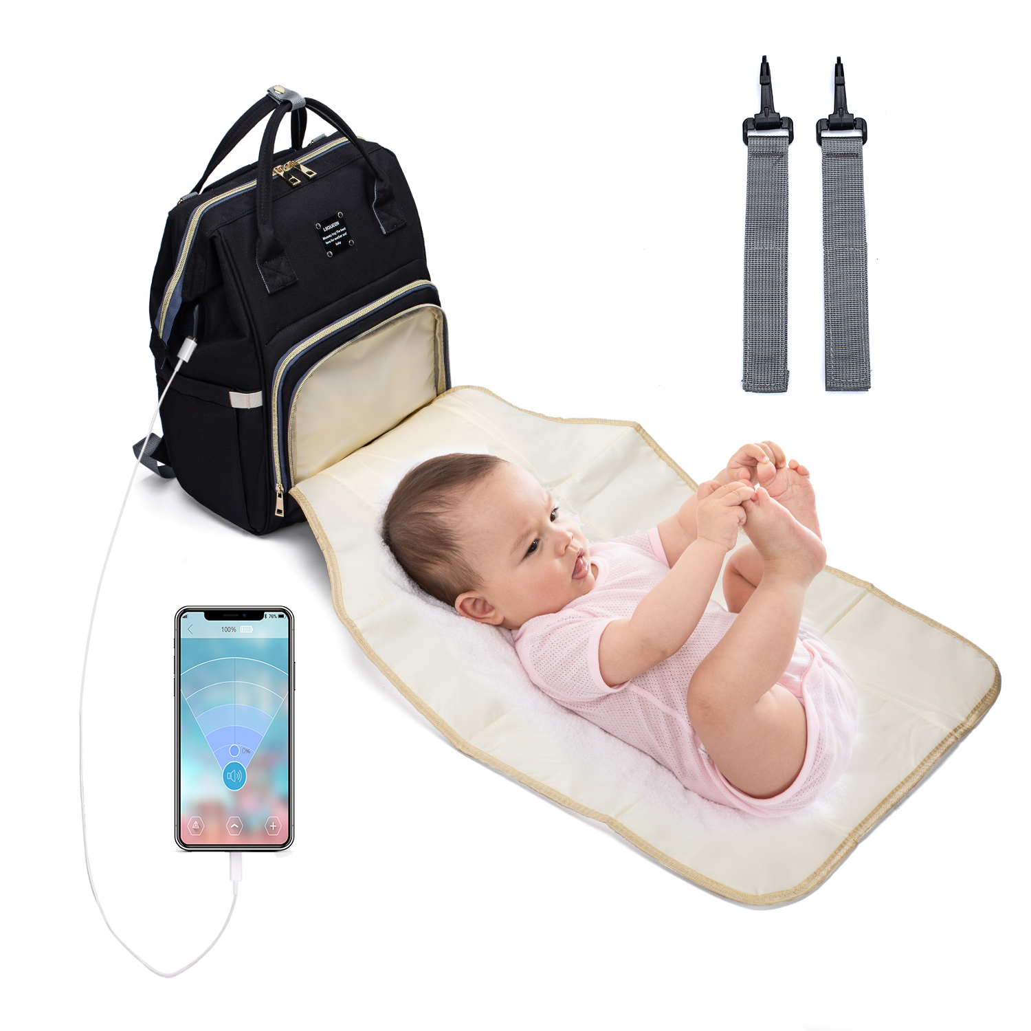 PatPat multicolorful Windeltasche Rucksack mit großer Kapazität, langlebiger Mutterschaft Reiserucksack für mit Wickelauflagen Babypflege