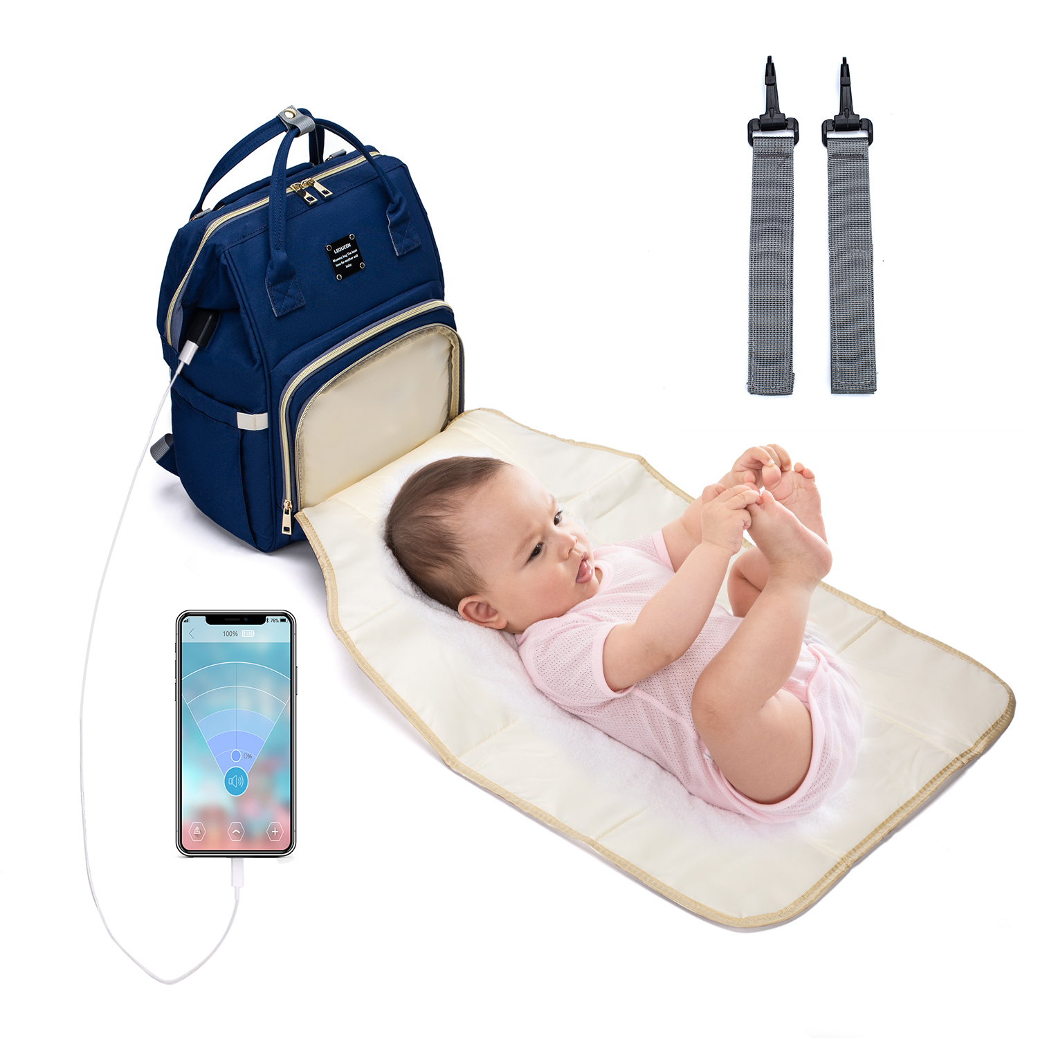 PatPat multicolorful Windeltasche Rucksack mit großer Kapazität, langlebiger Mutterschaft Reiserucksack für mit Wickelauflagen Babypflege