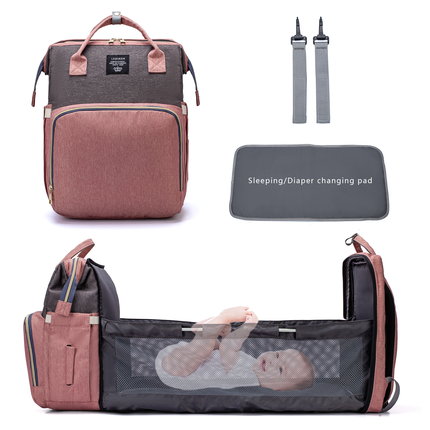 PatPat multicolorful Windeltasche Rucksack mit großer Kapazität, langlebiger Mutterschaft Reiserucksack für mit Wickelauflagen Babypflege