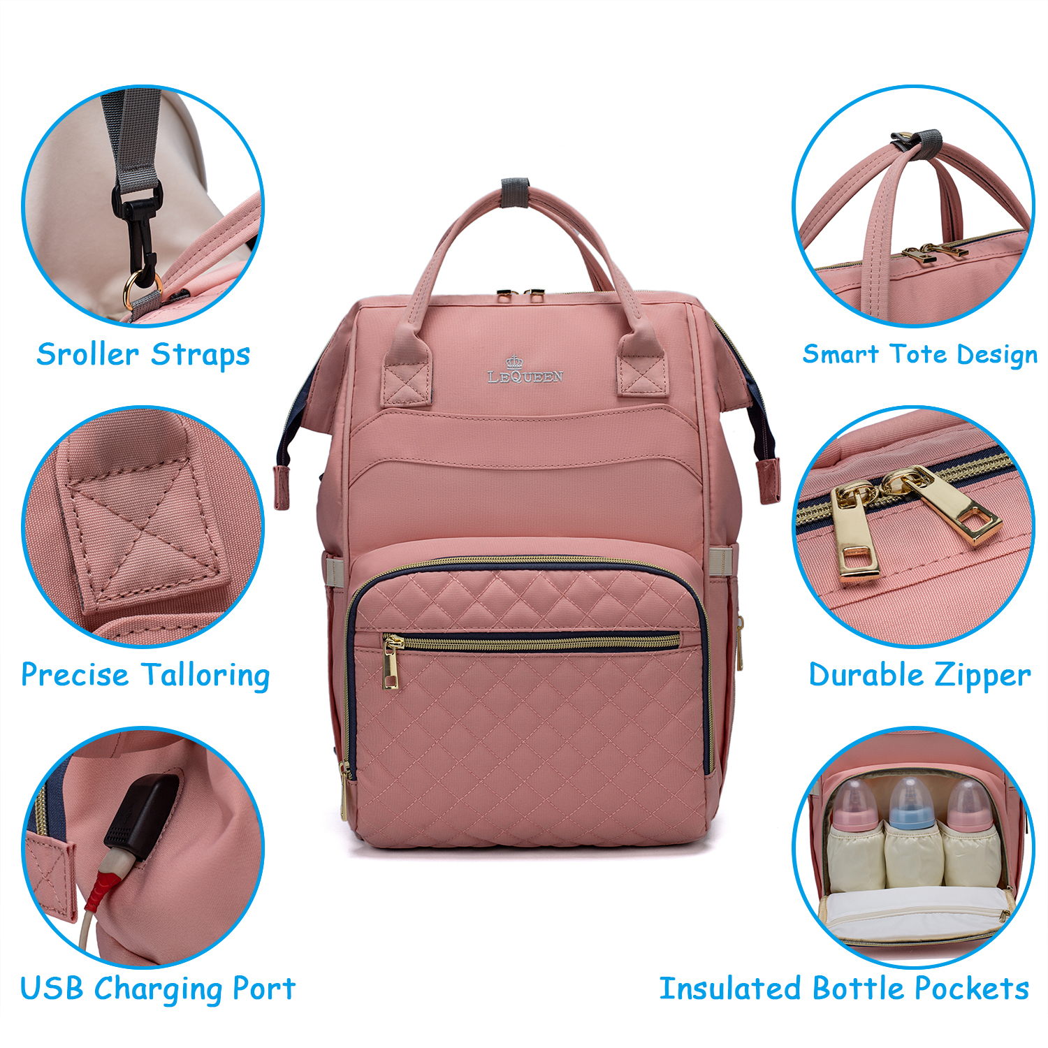 PatPat multicolorful Windeltasche Rucksack mit großer Kapazität, langlebiger Mutterschaft Reiserucksack für mit Wickelauflagen Babypflege