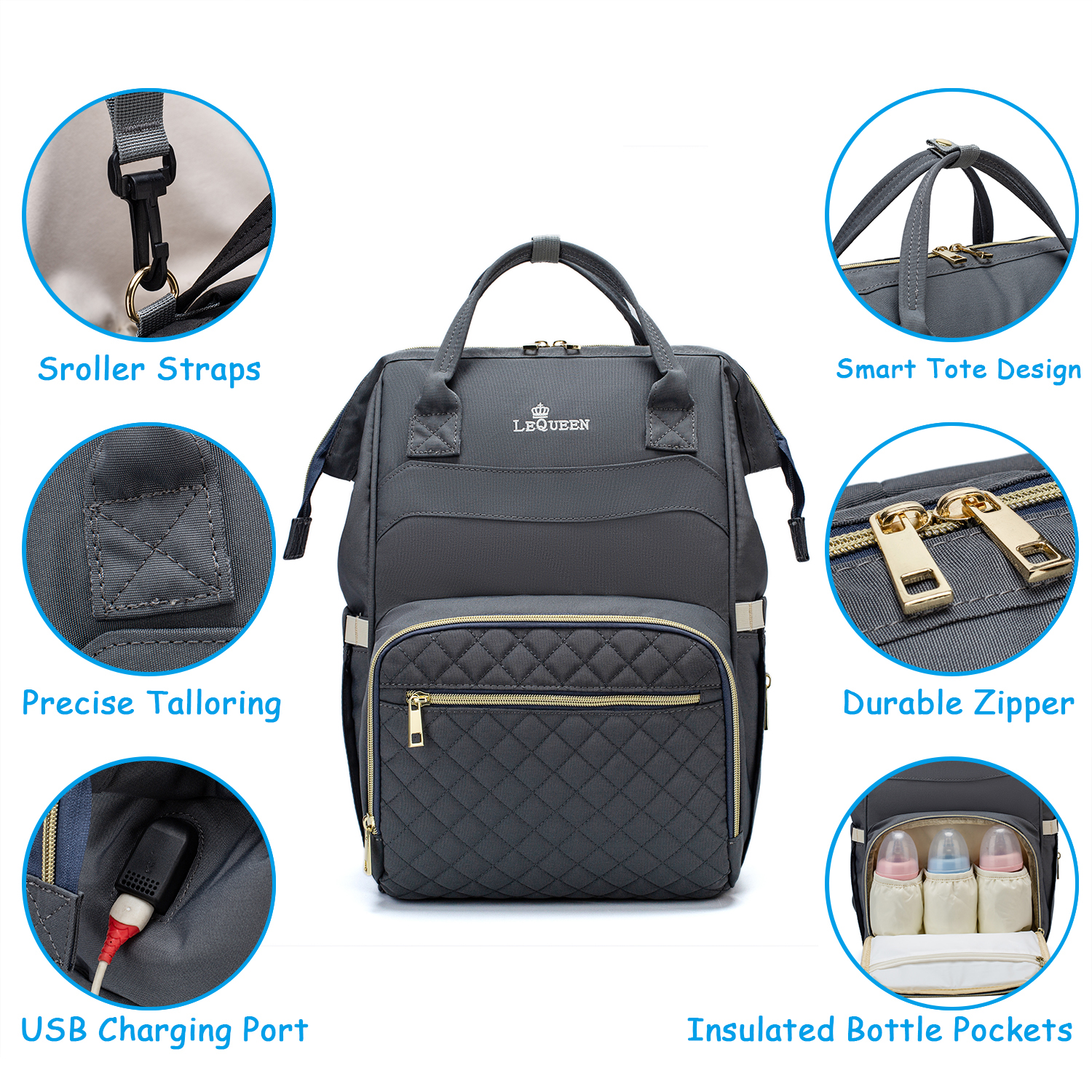 PatPat multicolorful Windeltasche Rucksack mit großer Kapazität, langlebiger Mutterschaft Reiserucksack für mit Wickelauflagen Babypflege