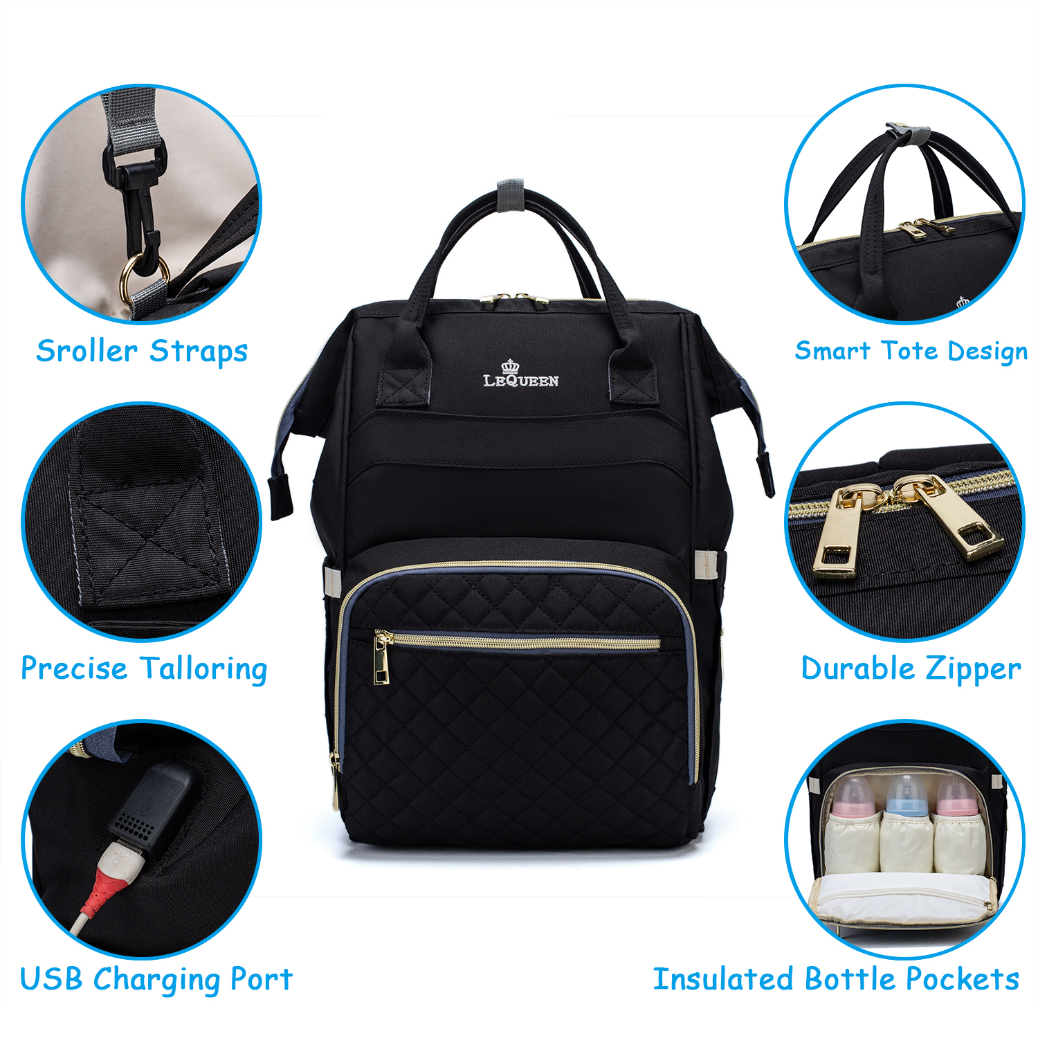 PatPat multicolorful Windeltasche Rucksack mit großer Kapazität, langlebiger Mutterschaft Reiserucksack für mit Wickelauflagen Babypflege