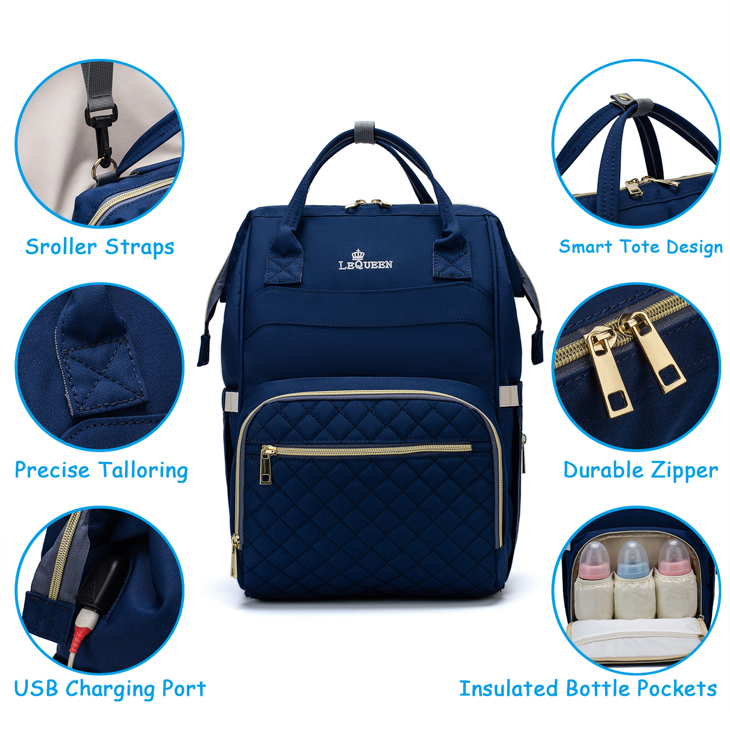 PatPat multicolorful Windeltasche Rucksack mit großer Kapazität, langlebiger Mutterschaft Reiserucksack für mit Wickelauflagen Babypflege