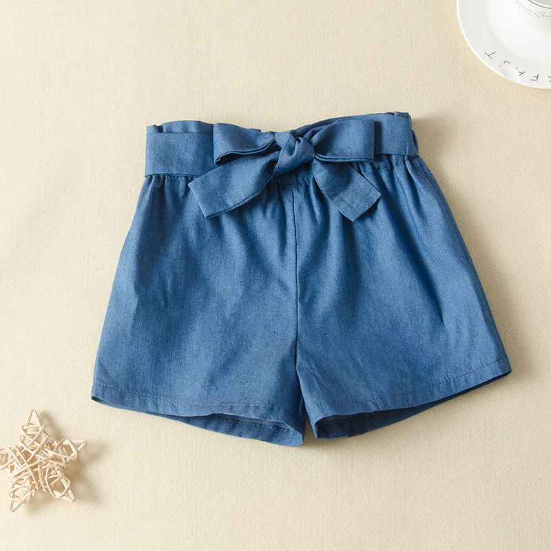 Baby / Toddler Girl Casual Solid Bowknot Decor Shorts