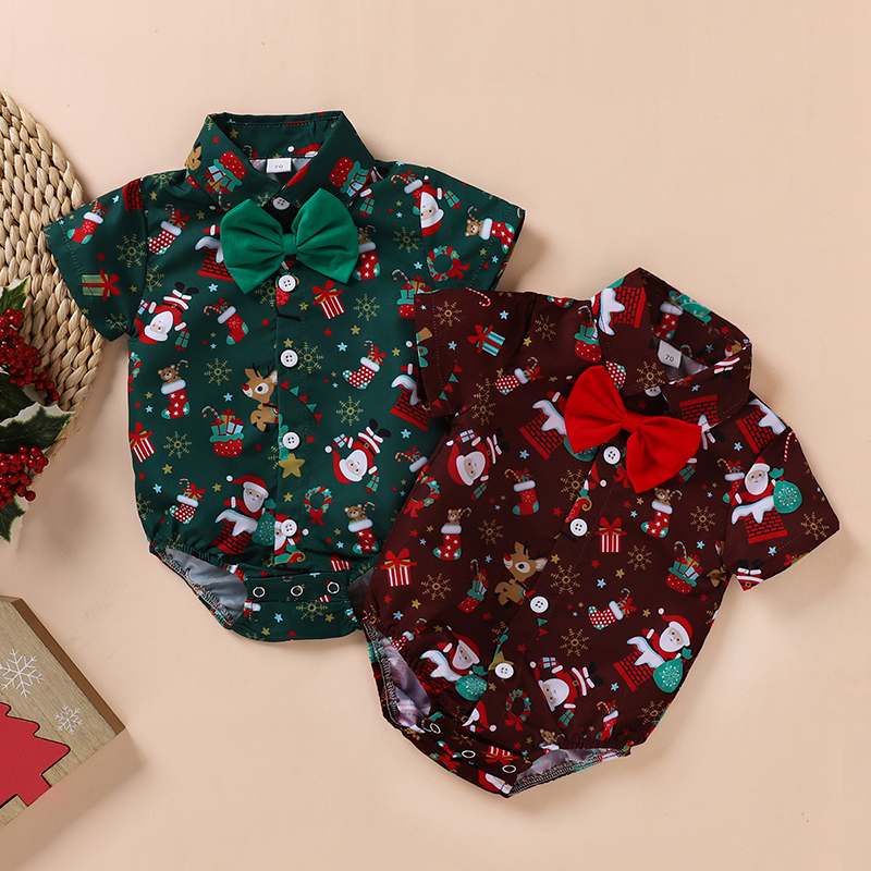 Baby Christmas Bow Tie Romper