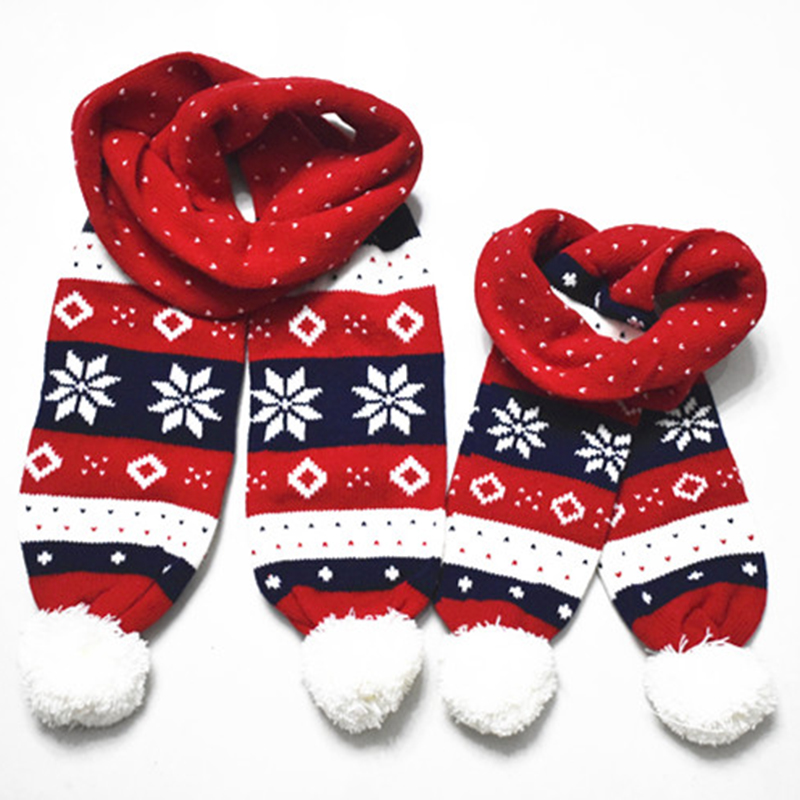 Mommy and Me Christmas Snow Print Knit Scarves