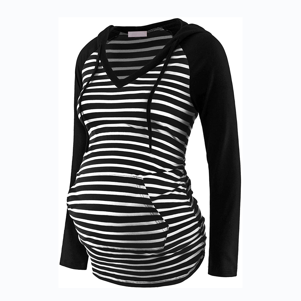 Maternity Hooded Color Block Color block T-shirt