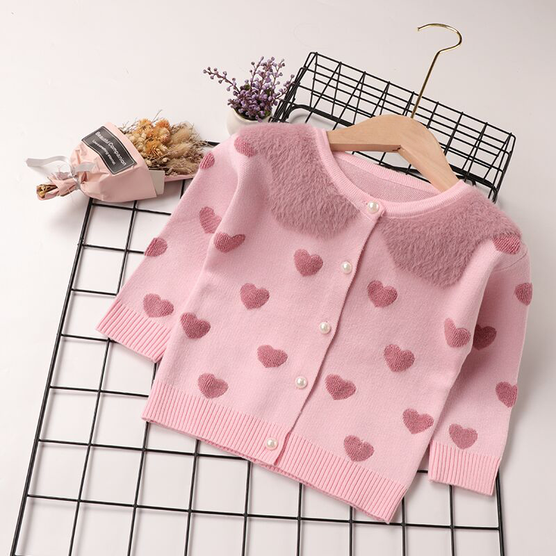 Baby Girl Sweet Heart Allover Sweater