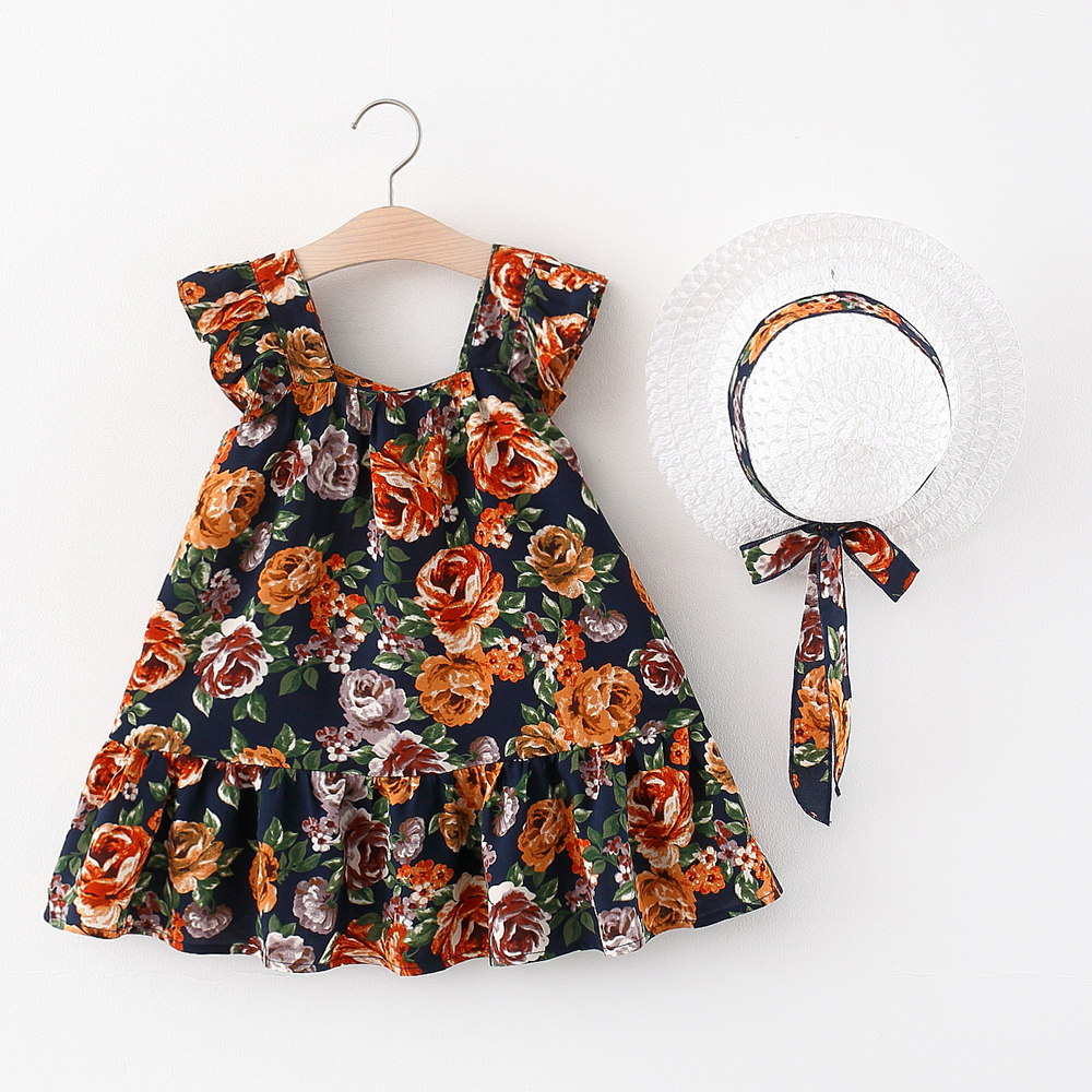2pcs Toddler Girl Floral Print Ruffled Sleeveless Dress and Bowknot Design Straw Hat Set
2pcs Toddler Girl Floral Print Ruffled Sleeveless Dress and Bowknot Design Straw Hat Set