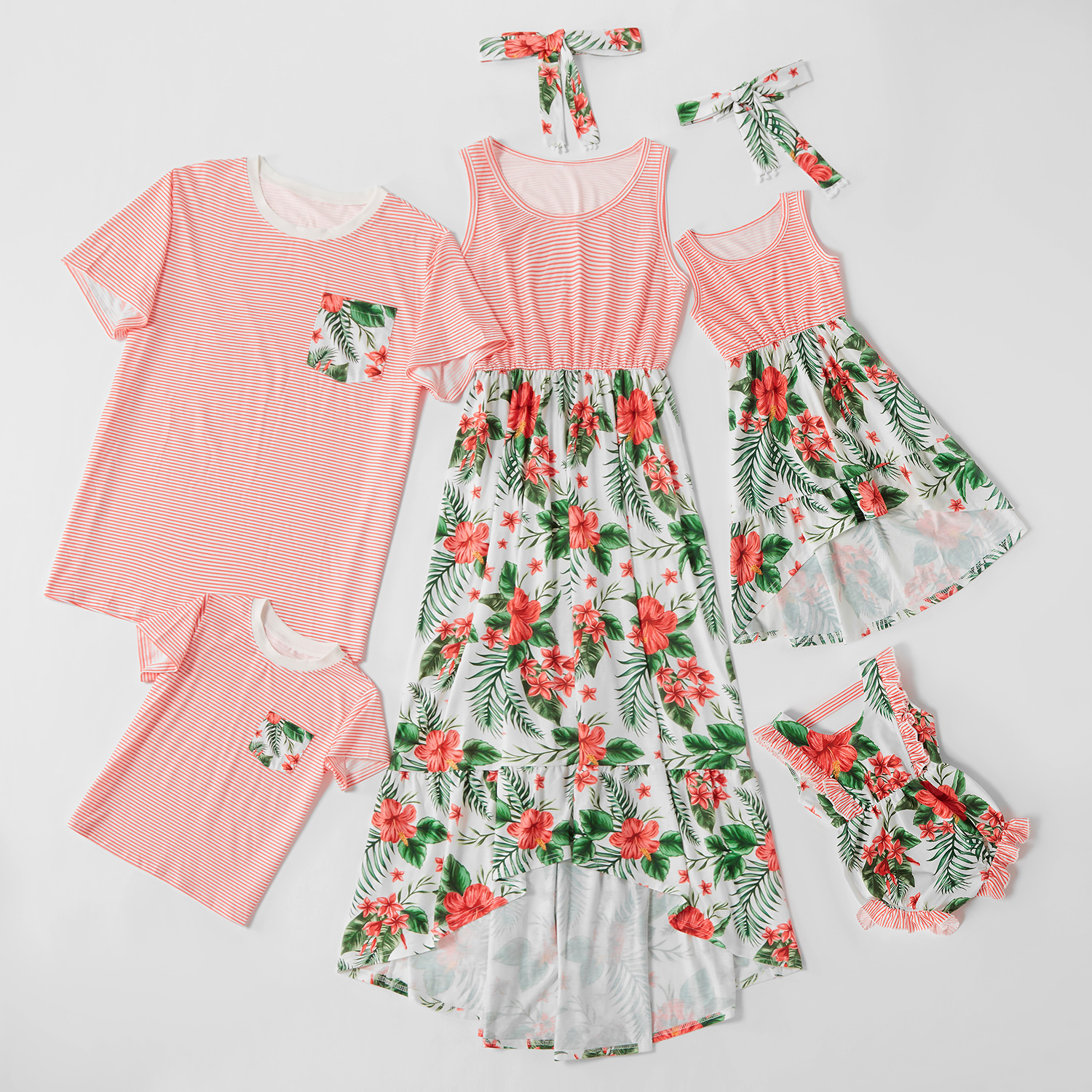 Mosaic Stripe Floral Print Family Matching Sets(Tank Dresses - T-shirts - Baby Rompers)
Mosaic Stripe Floral Print Family Matching Sets(Tank Dresses - T-shirts - Baby Rompers)
