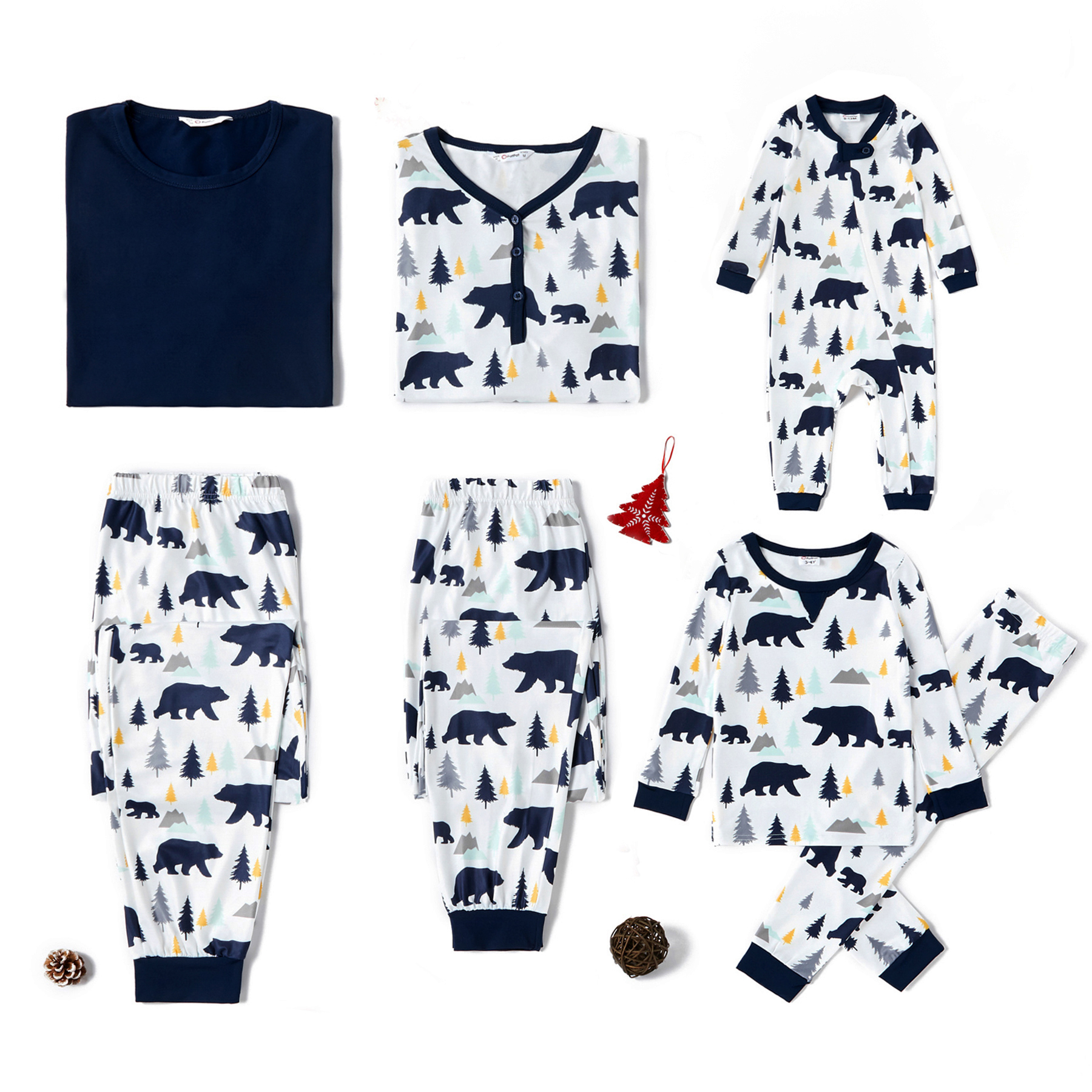 

Christmas Tree and Bear Print Family Matching Pajamas Set