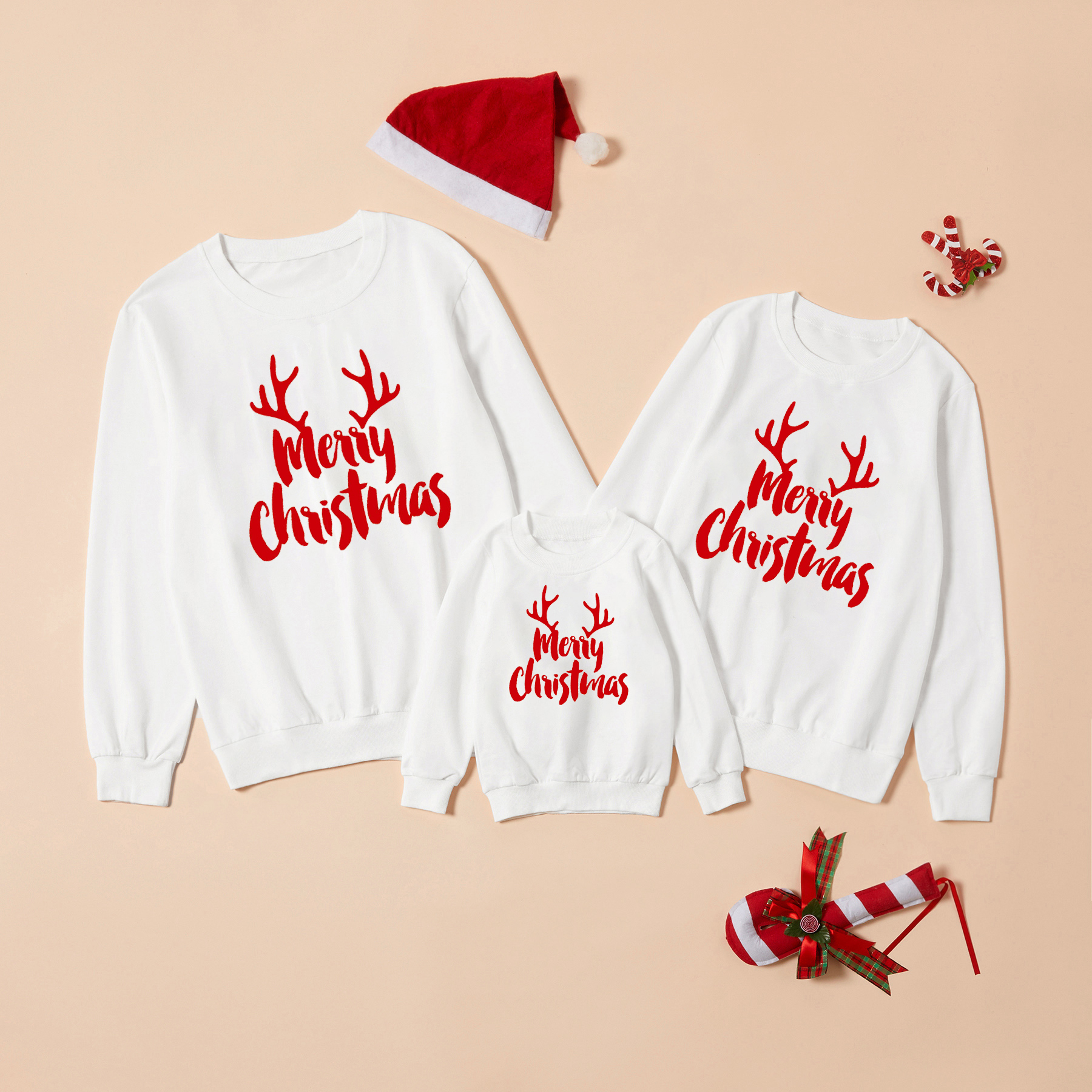 

Merry Christmas Letter Print Family Matching Sweatshirts